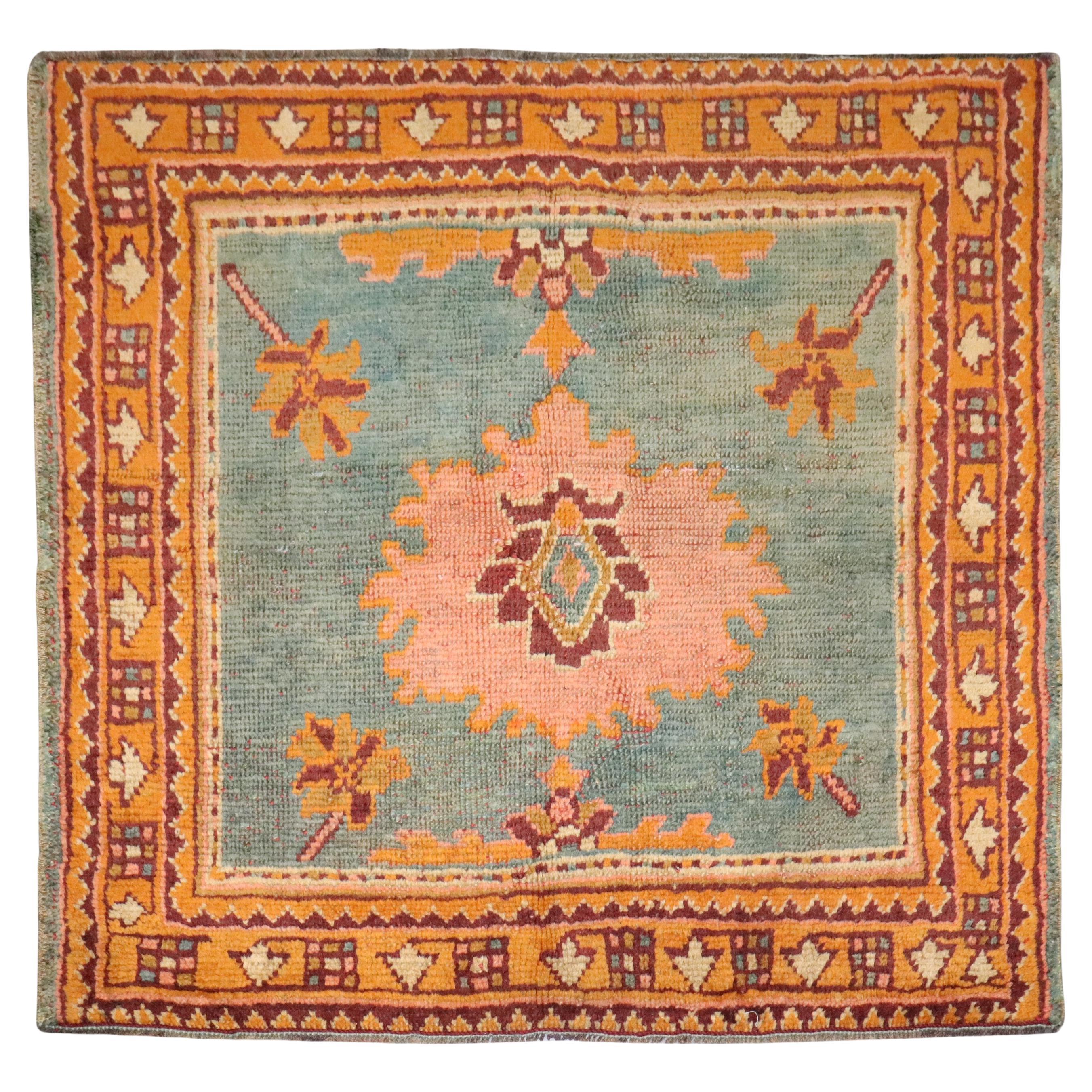 Zabihi Collection Square Old Antique Turkish Oushak