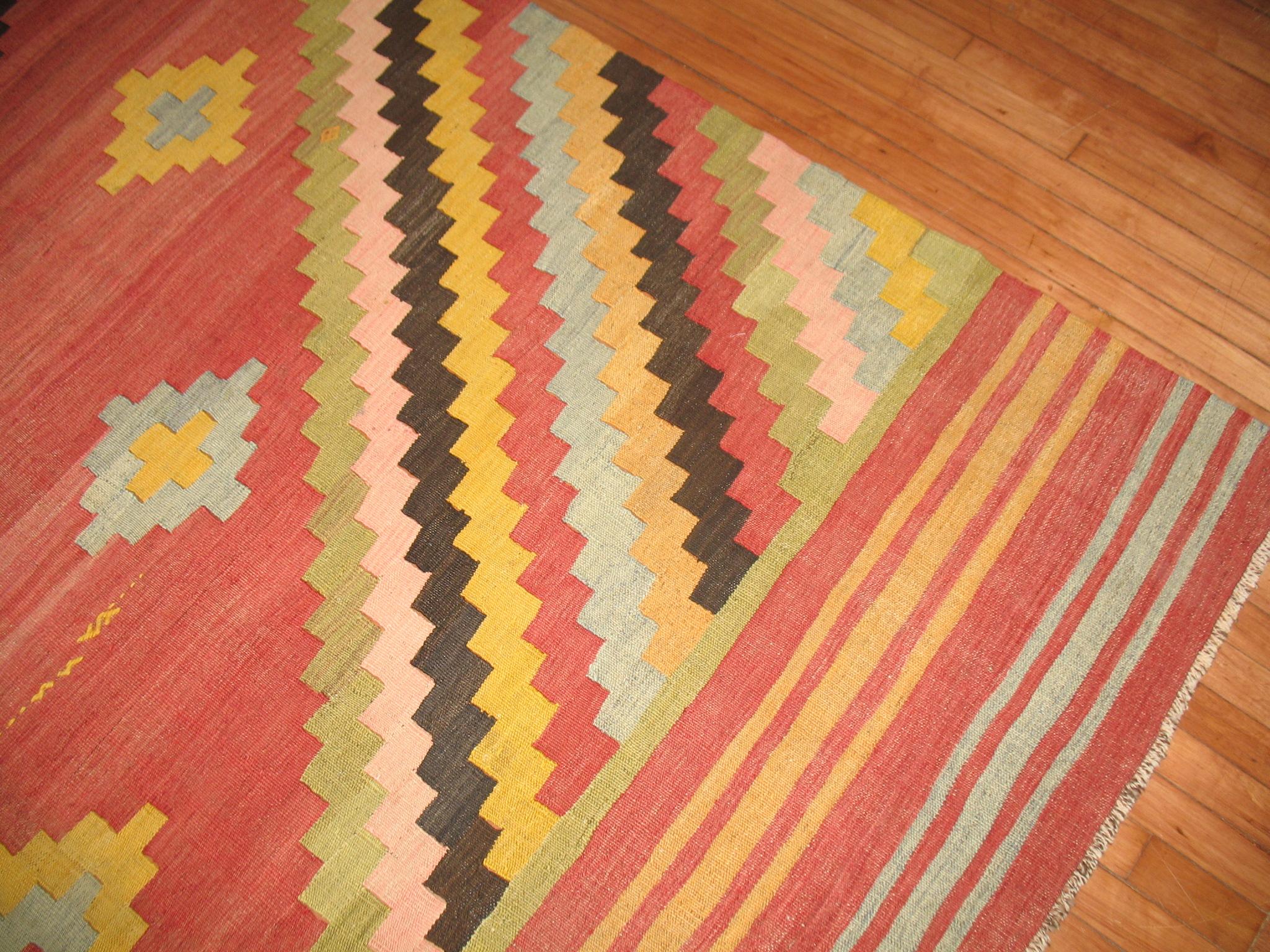 Unico nel suo genere, Kilim turco a trama piatta in stile bohémien della metà del XX secolo

8'8'' x 10'''