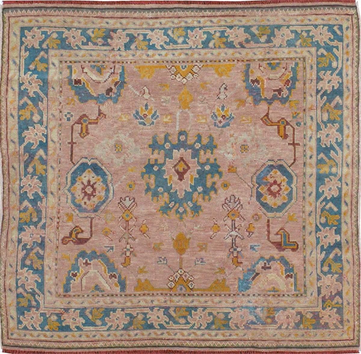 Turco Zabihi Collection'S Tappeto quadrato turco Oushak 6 piedi in vendita