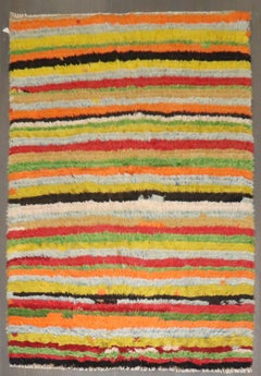 Zabihi Collection Striped Vintage Turkish Tulu Carpet