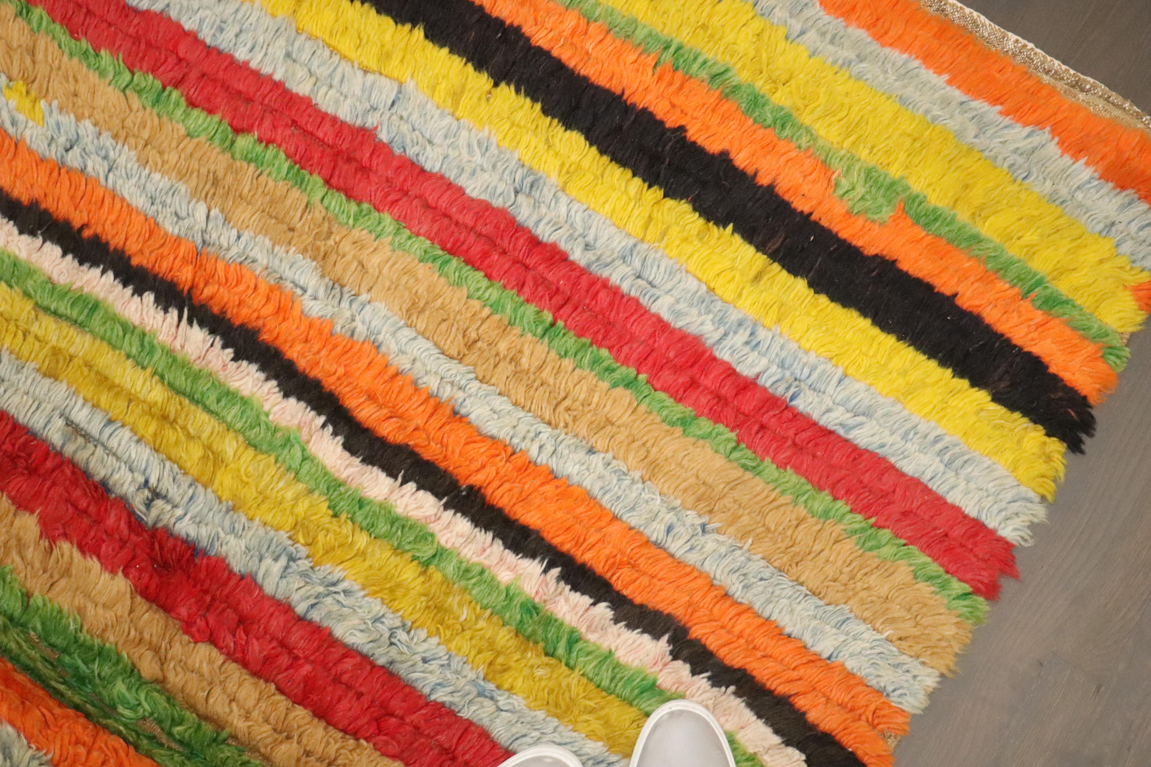 Tappeto tulù turco vintage a righe della Collection'S di Zabihi In condizioni buone in vendita a New York, NY