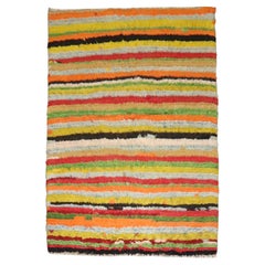 Zabihi Collection Striped Vintage Turkish Tulu Carpet