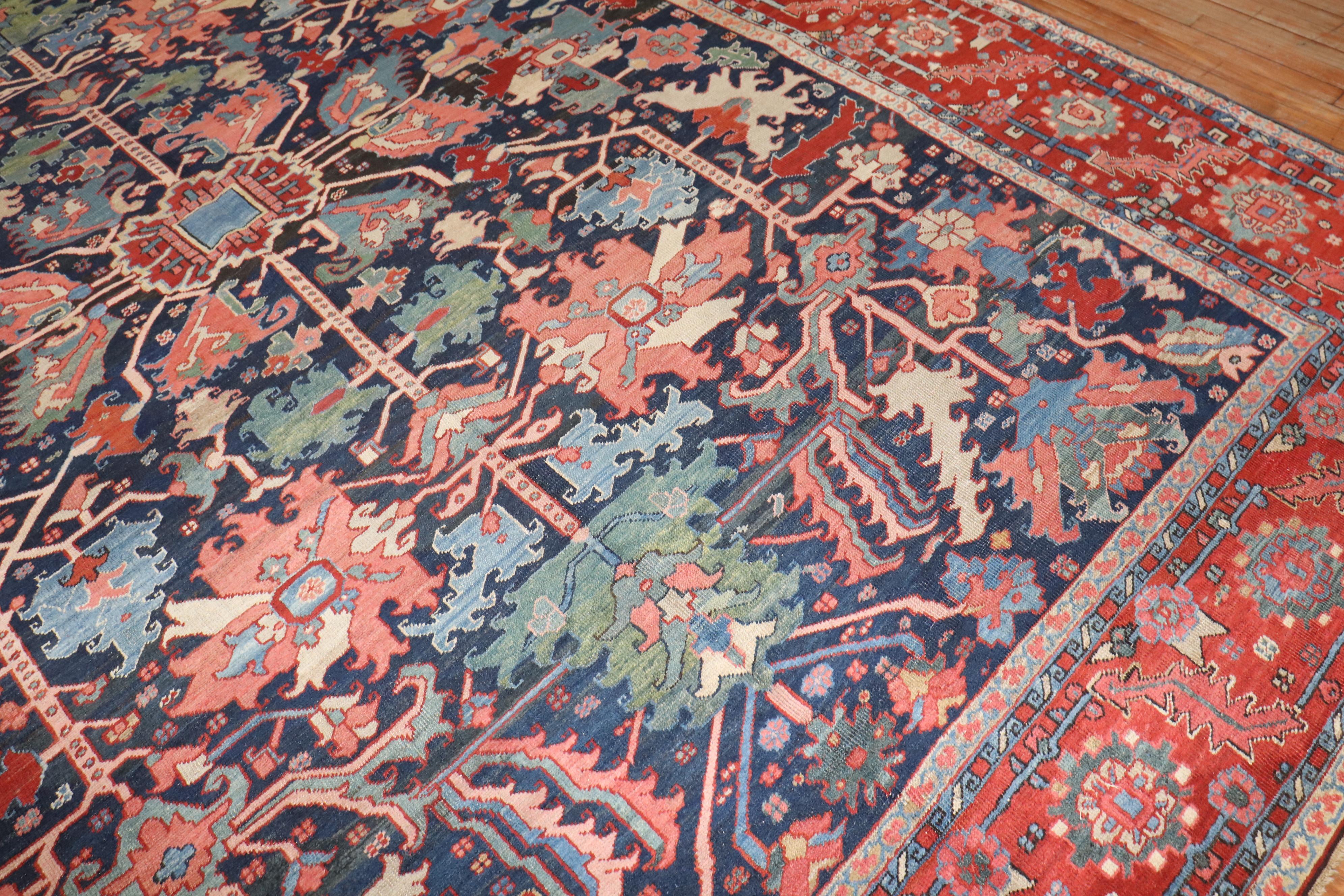 Zabihi Collection Stellar Antique Persian Serapi Carpet For Sale 4