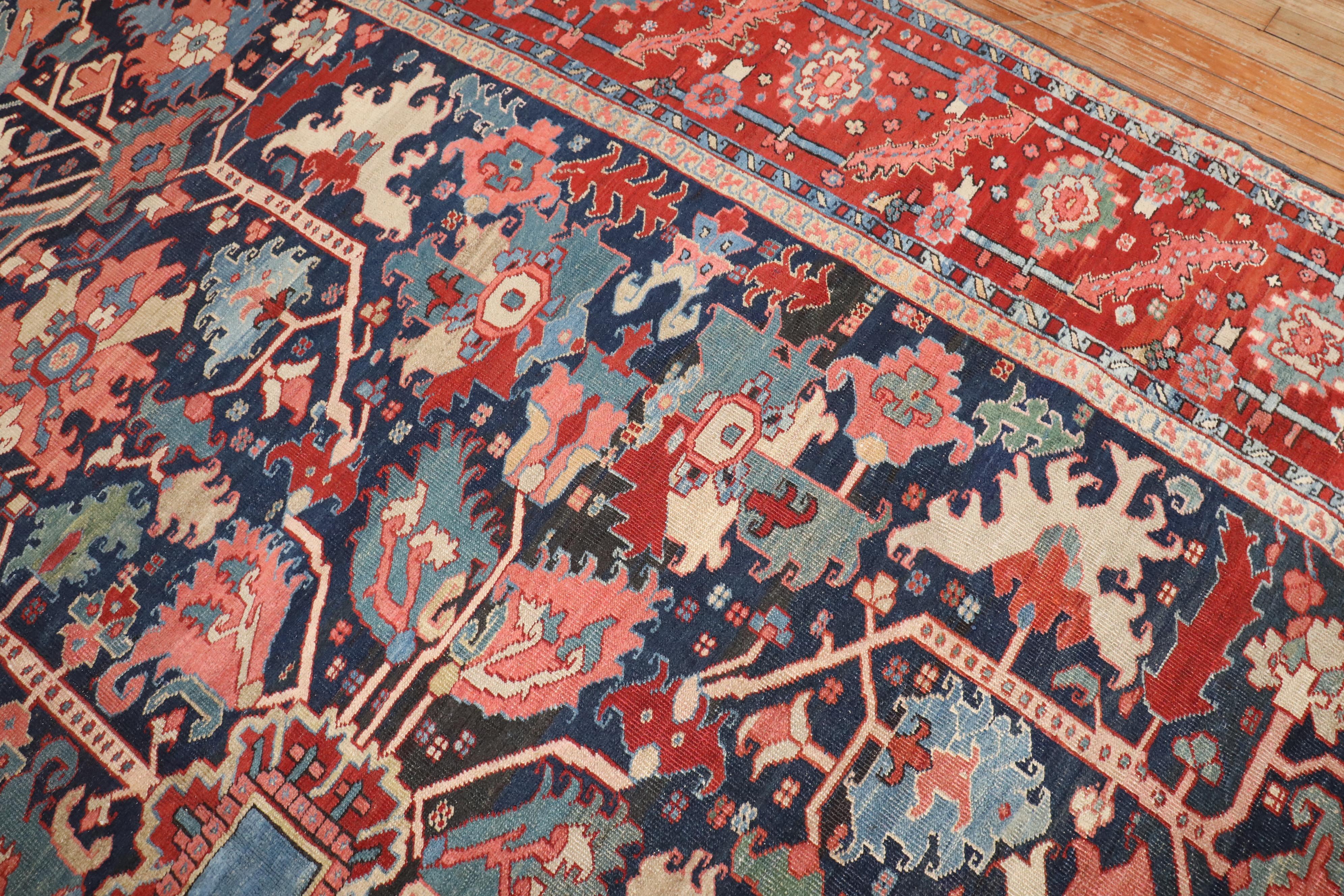 Zabihi Collection Stellar Antique Persian Serapi Carpet For Sale 5