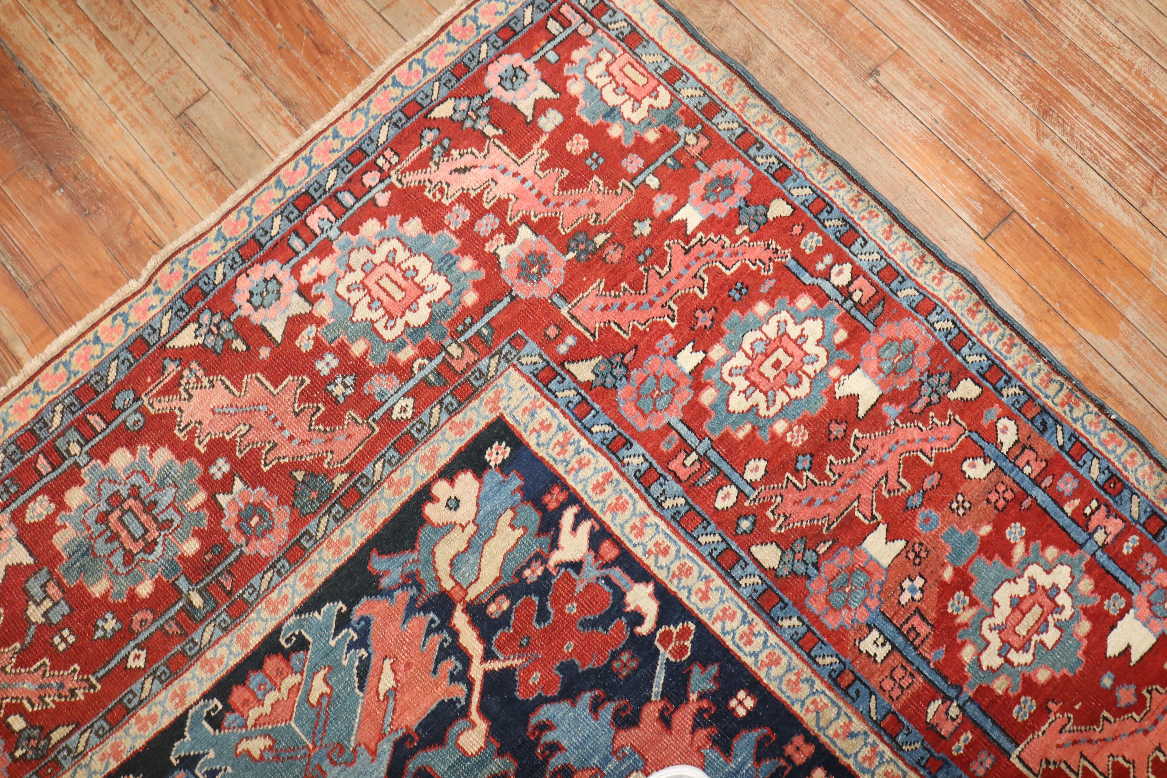 Zabihi Collection Stellar Antique Persian Serapi Carpet For Sale 6