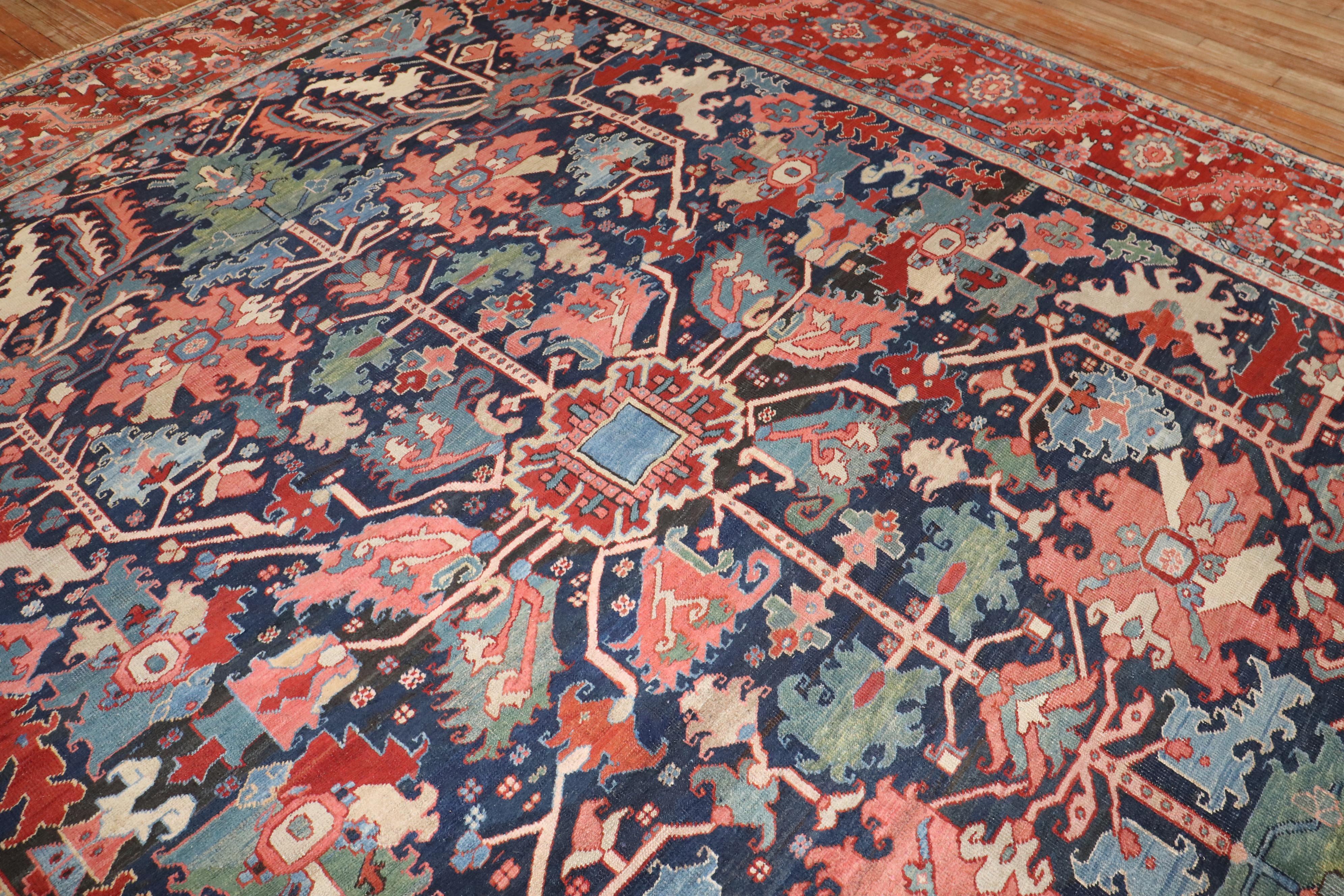 Zabihi Collection Stellar Antique Persian Serapi Carpet For Sale 8