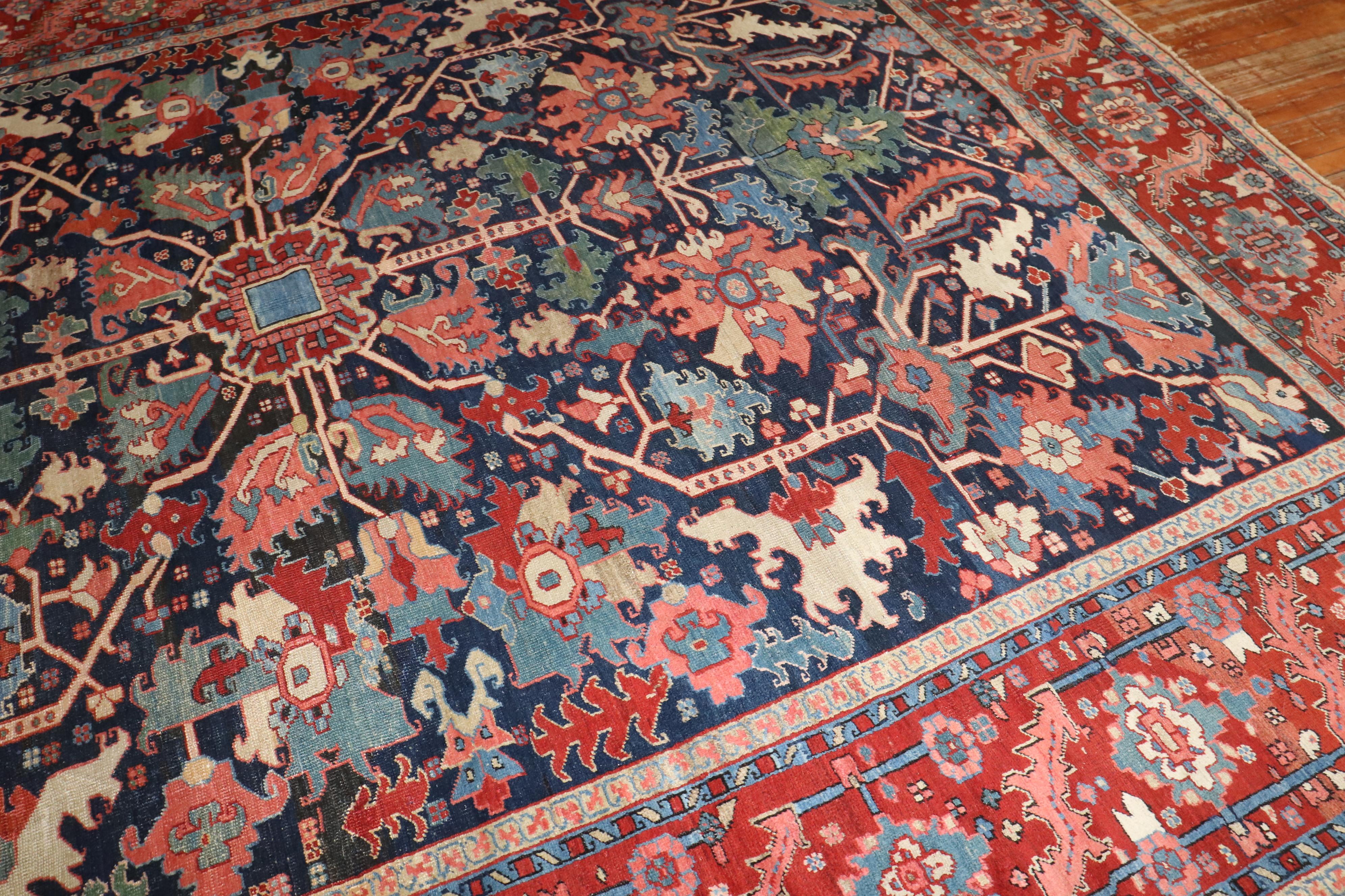 Zabihi Collection Stellar Antique Persian Serapi Carpet For Sale 9