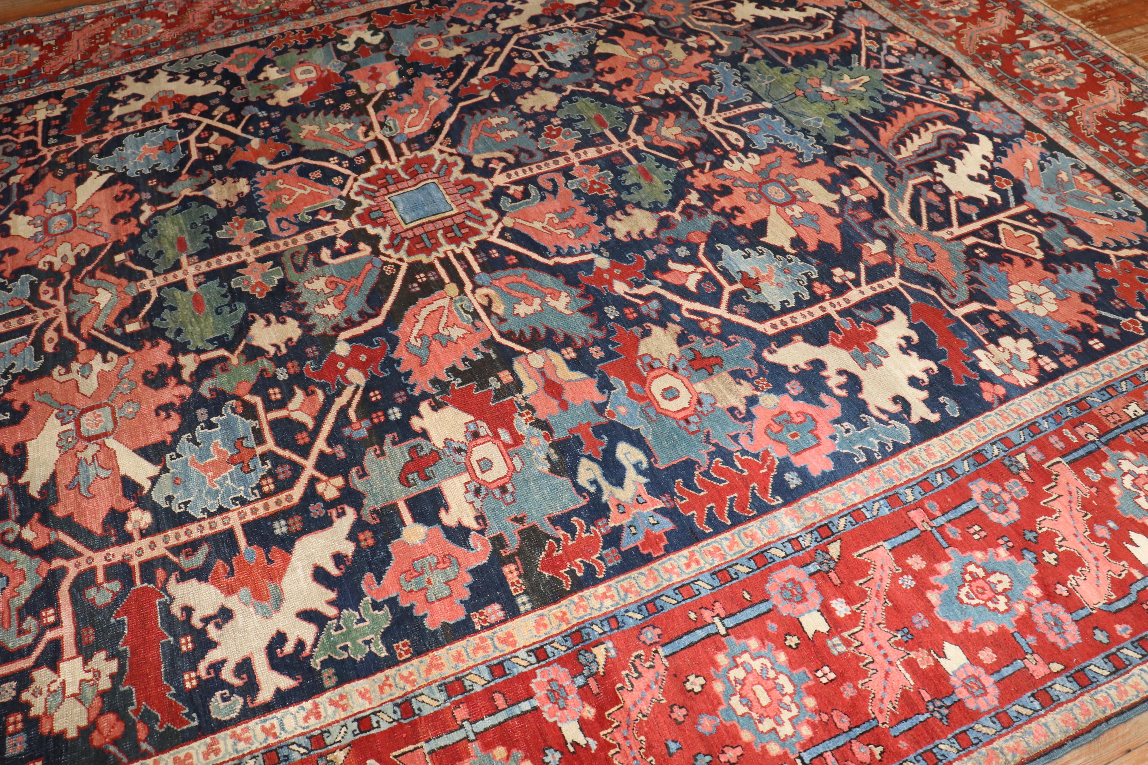 Zabihi Collection Stellar Antique Persian Serapi Carpet For Sale 10