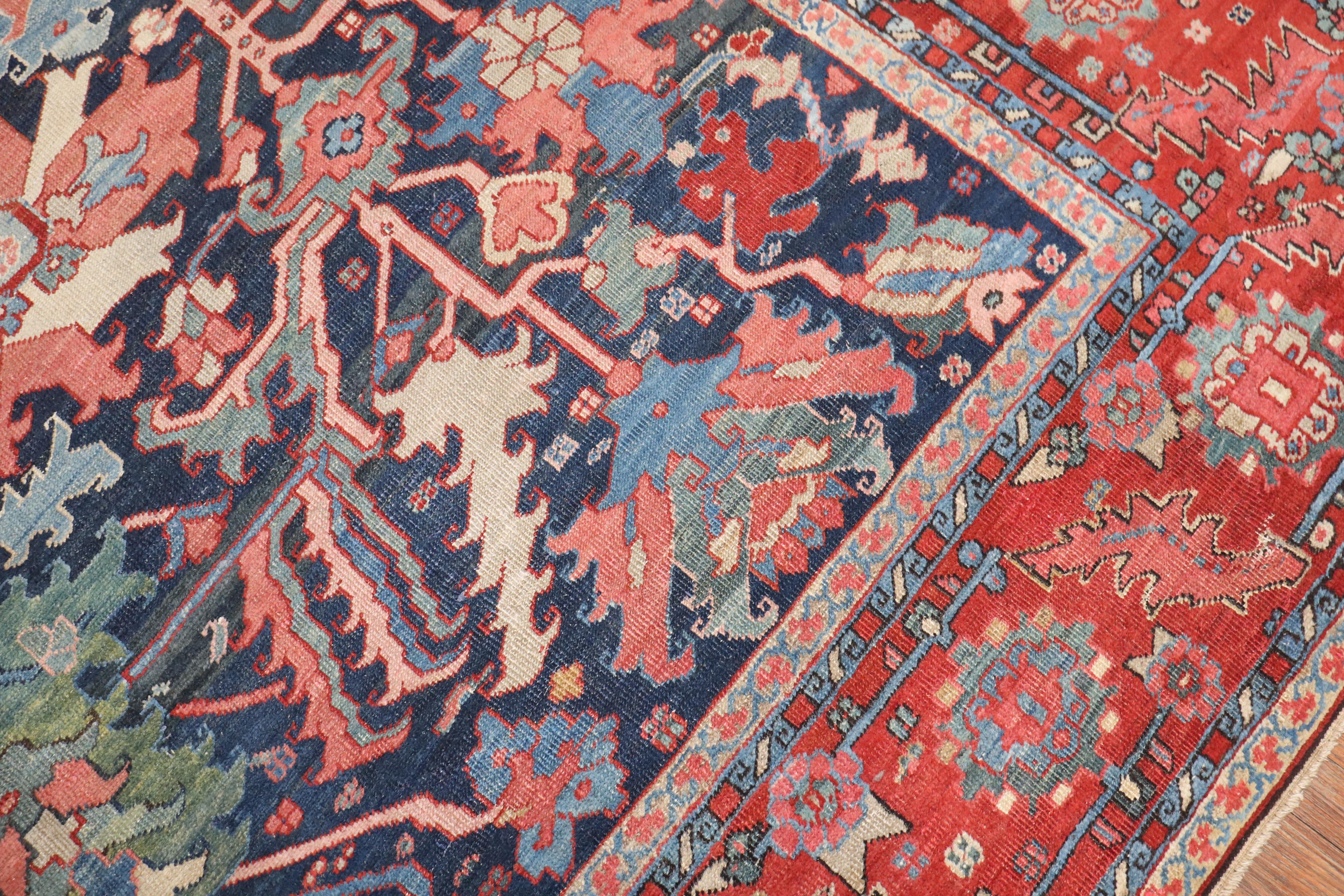 Zabihi Collection Stellar Antique Persian Serapi Carpet For Sale 11