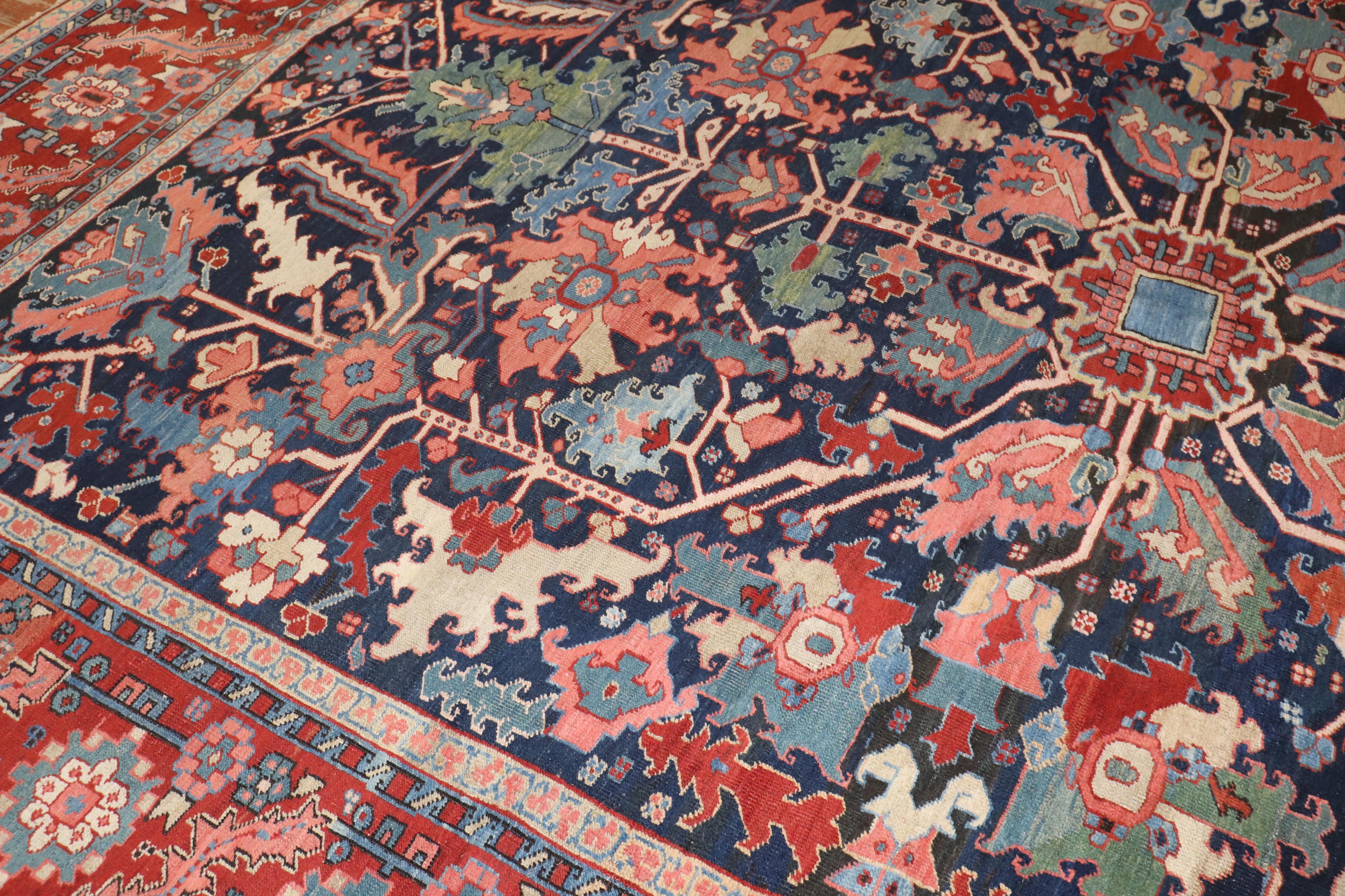 Zabihi Collection Stellar Antique Persian Serapi Carpet In Good Condition For Sale In New York, NY