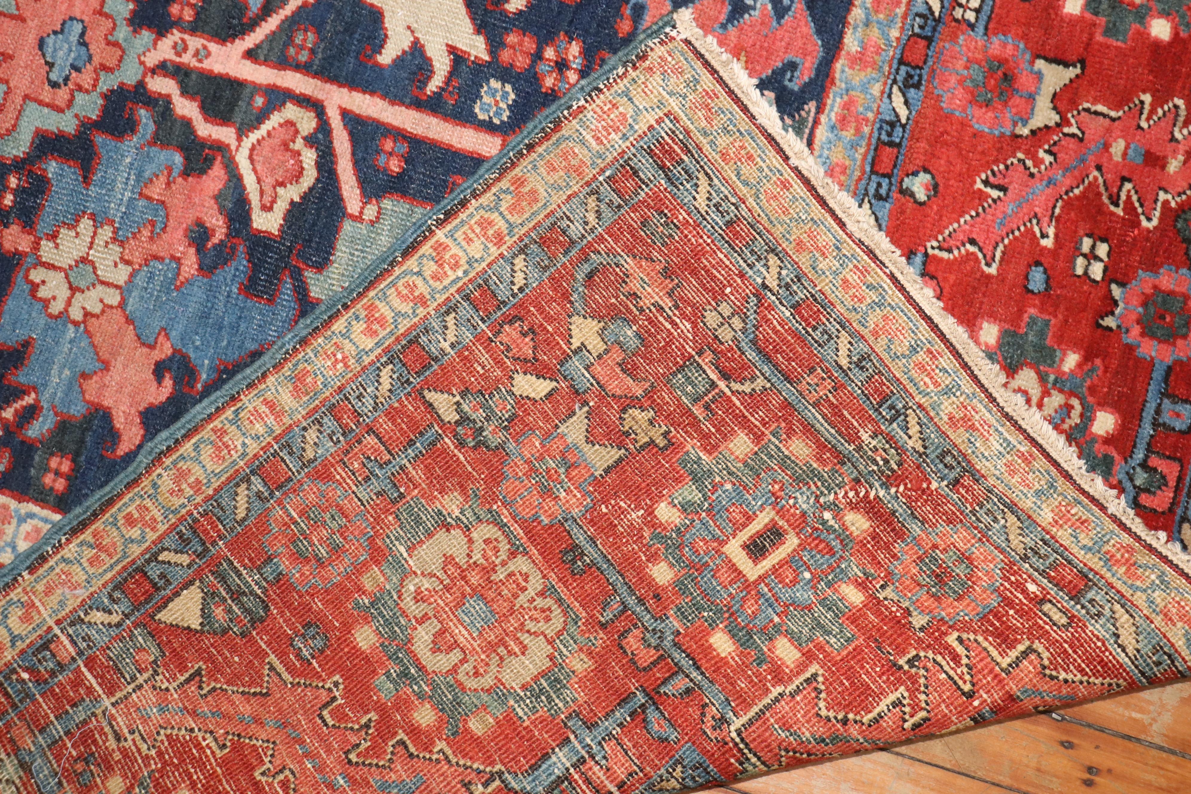 19th Century Zabihi Collection Stellar Antique Persian Serapi Carpet For Sale