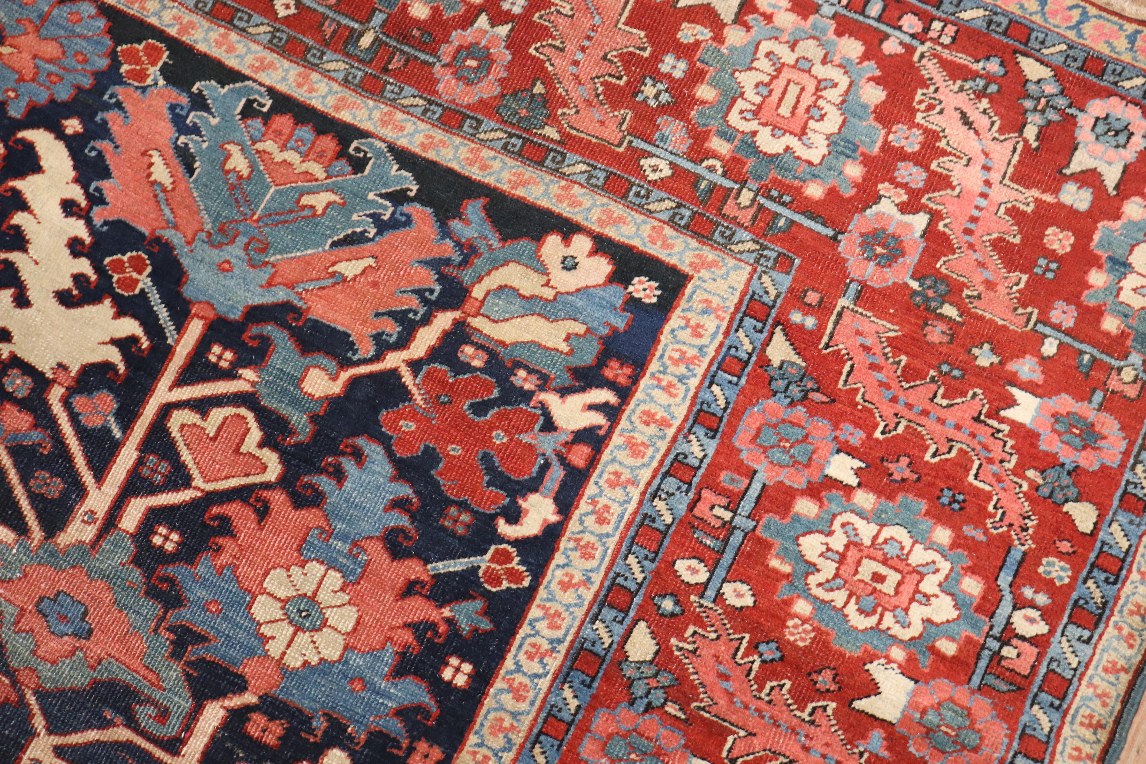 Zabihi Collection Stellar Antique Persian Serapi Carpet For Sale 1