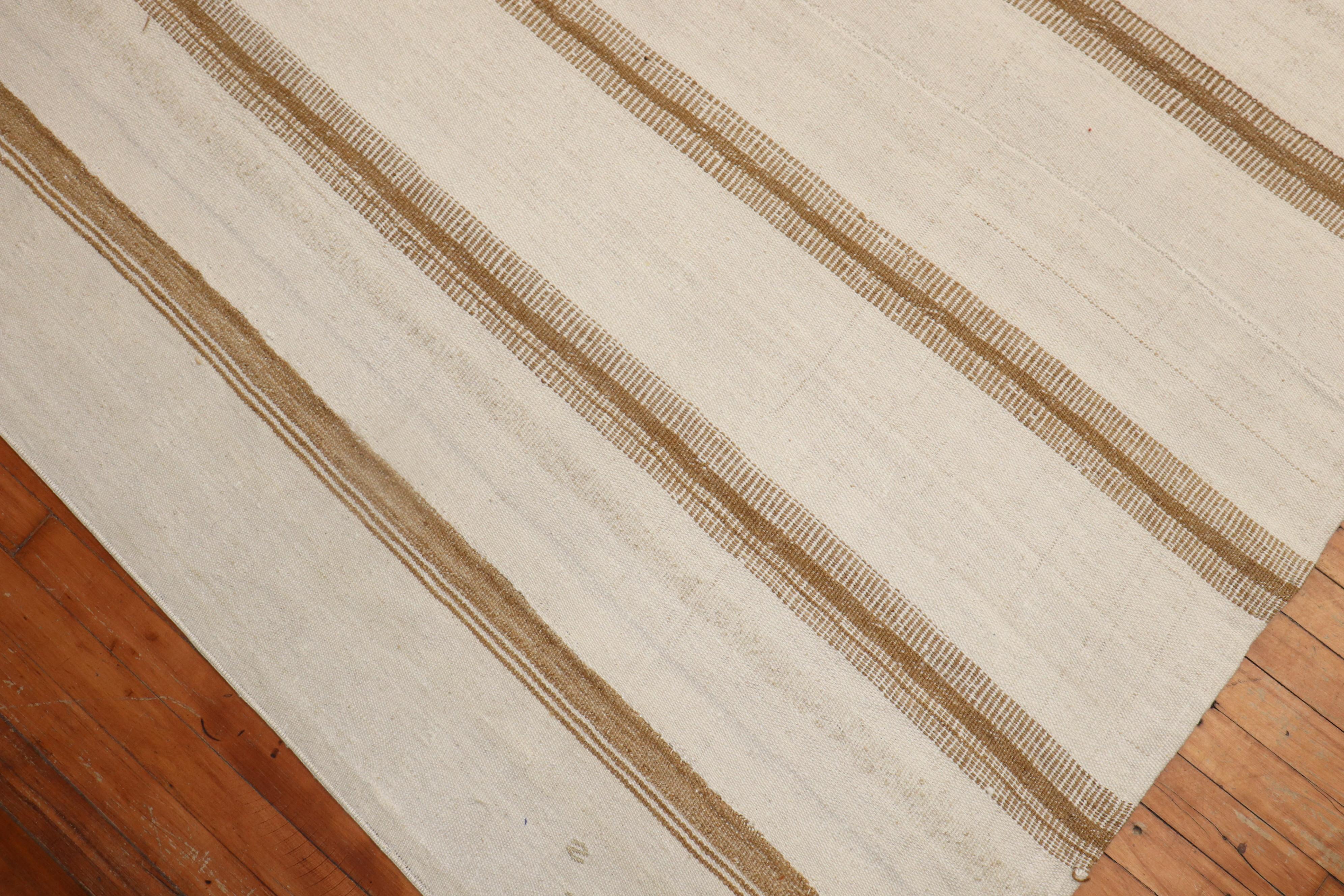 Zabihi Collection Striped Large Vintage Turkish Kilim In Good Condition For Sale In New York, NY