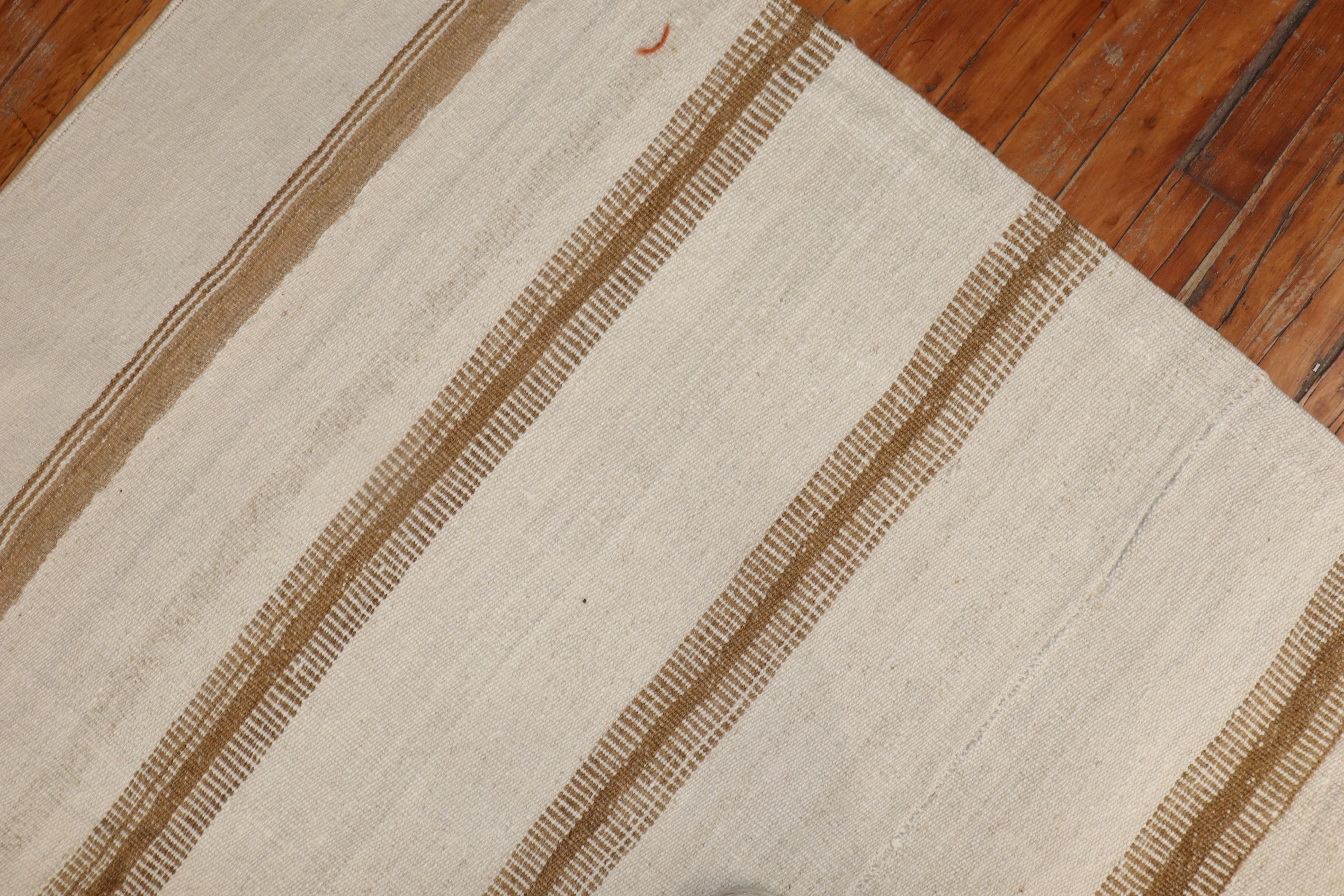 Zabihi Collection Striped Large Vintage Turkish Kilim For Sale 1