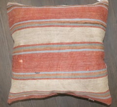 Zabihi Collection Striped Turkish Kilim Square Pillow