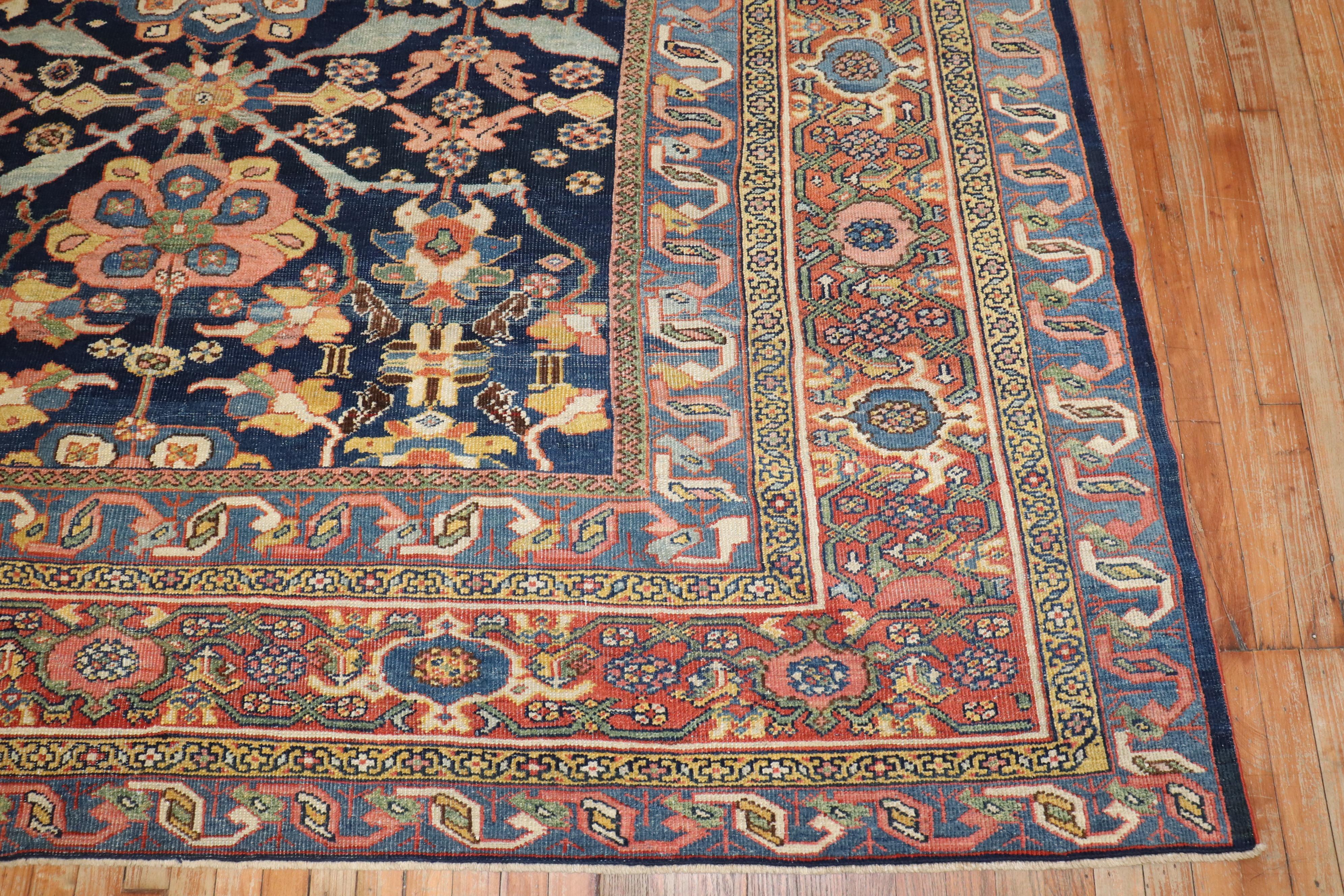 Zabihi Collection Stunning Blue Antique Persian Mahal Rug For Sale 4