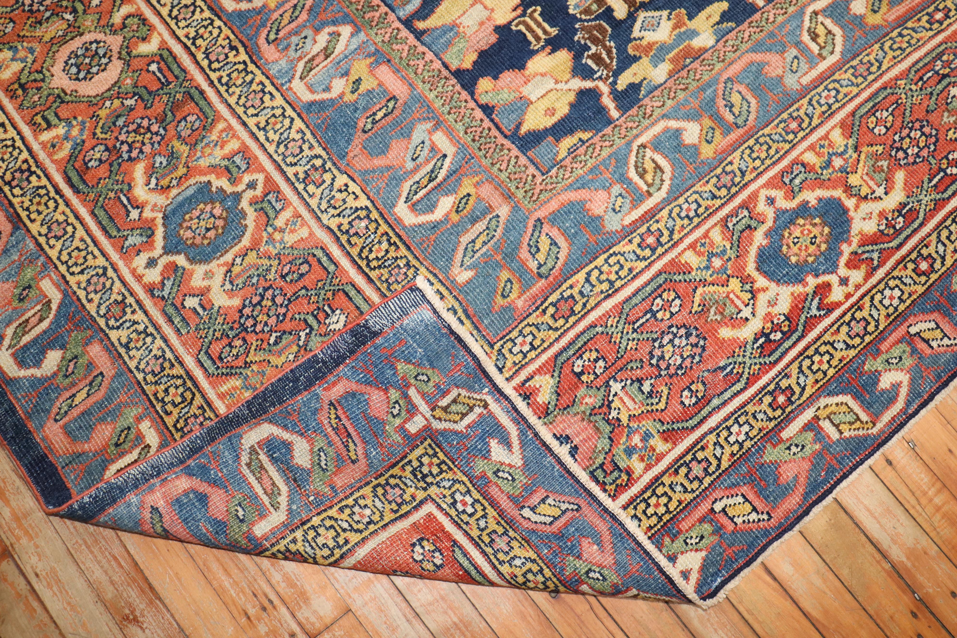 Zabihi Collection Stunning Blue Antique Persian Mahal Rug In Good Condition For Sale In New York, NY