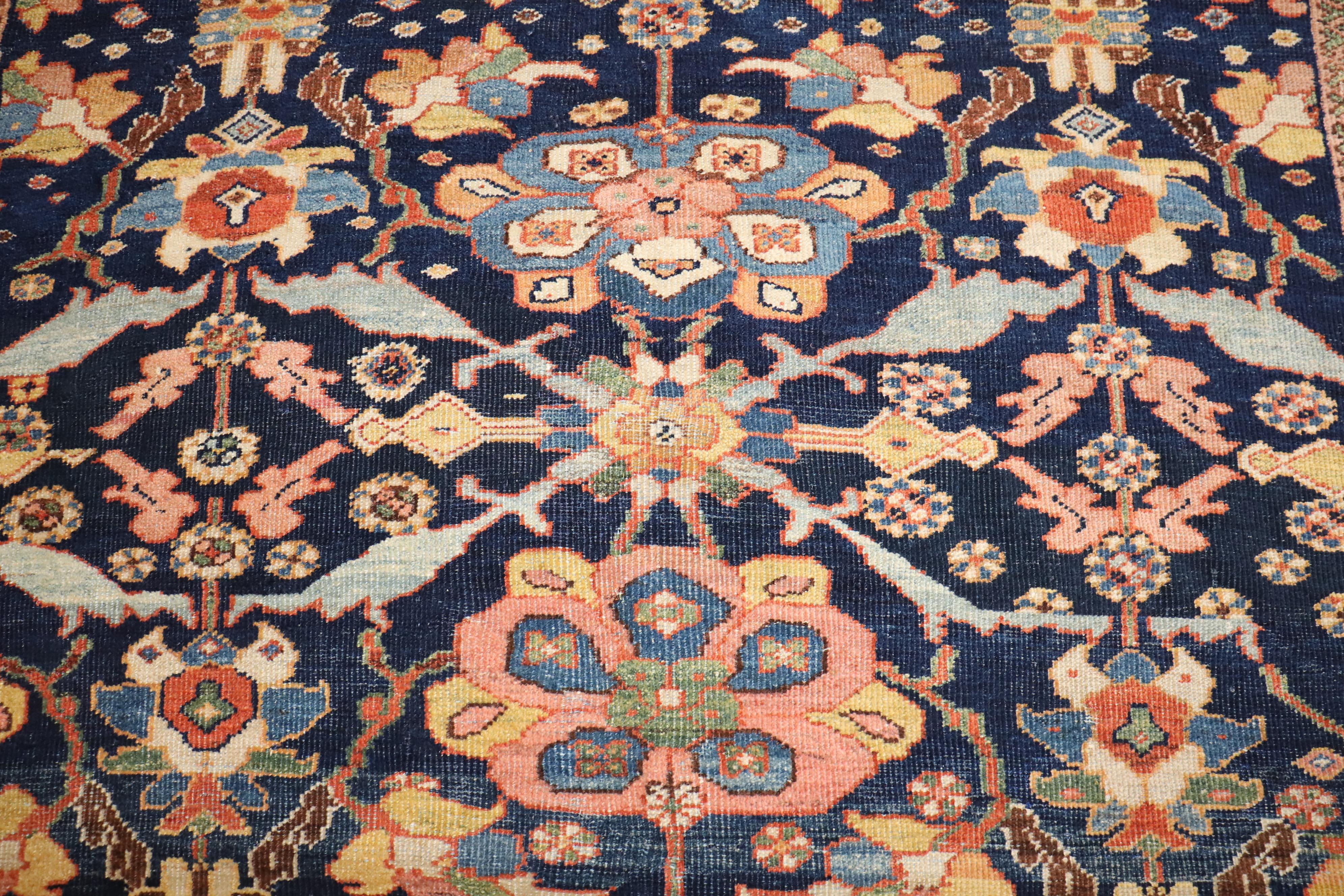 Zabihi Collection Stunning Blue Antique Persian Mahal Rug For Sale 2