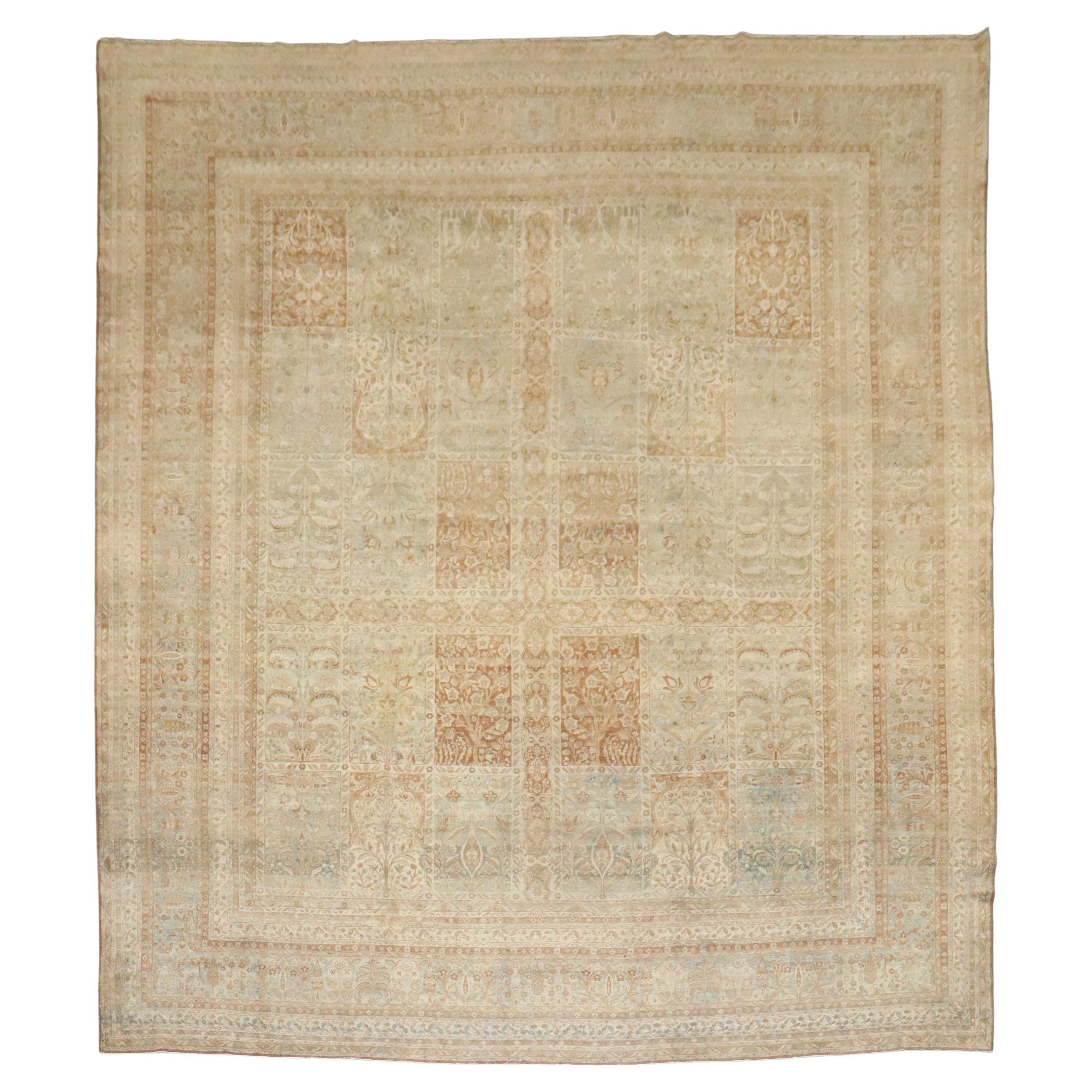 Zabihi Collection S/One Stunning Garden Design Antique Persian Kerman Carpet (tapis persan ancien de Kerman) en vente
