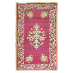 Zabihi Collection Stunning Raspberry Turkish Ghiordes Floral Carpet