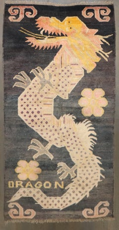 Zabihi Collection Tibetan Phoenix Dragon Vintage Rug