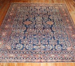 Zabihi Collection Traditional Large Antique NavyBlue Persian Rug