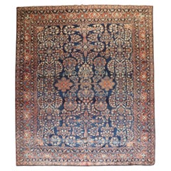 Zabihi Collection Traditional Large Antique NavyBlue Persian Rug