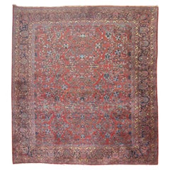 Zabihi Collection Traditional Large Antique Red Blue Persian Rug