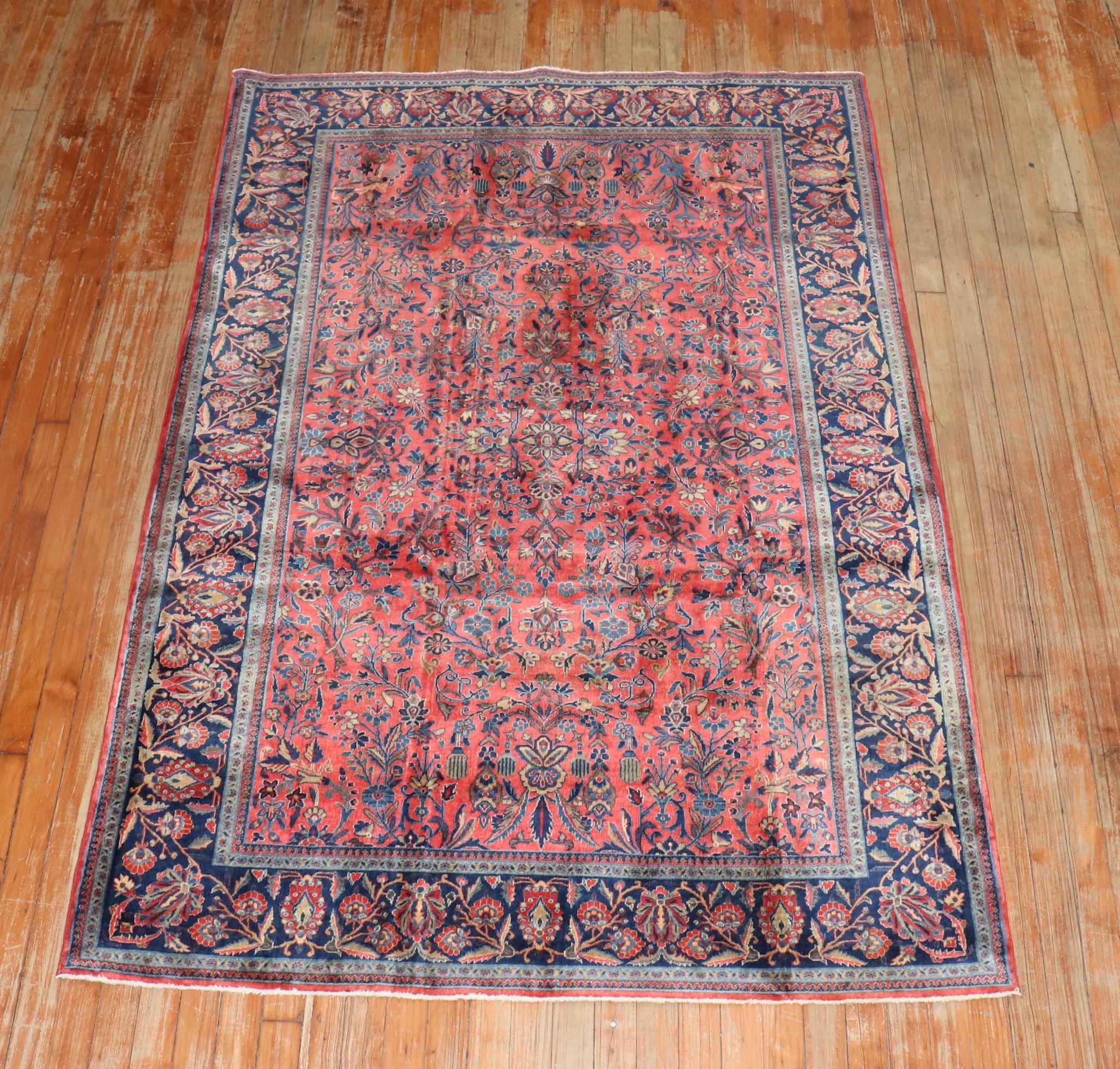 Zabihi Collection Traditional Manchester Wool Antique Kashan Rug For Sale 3