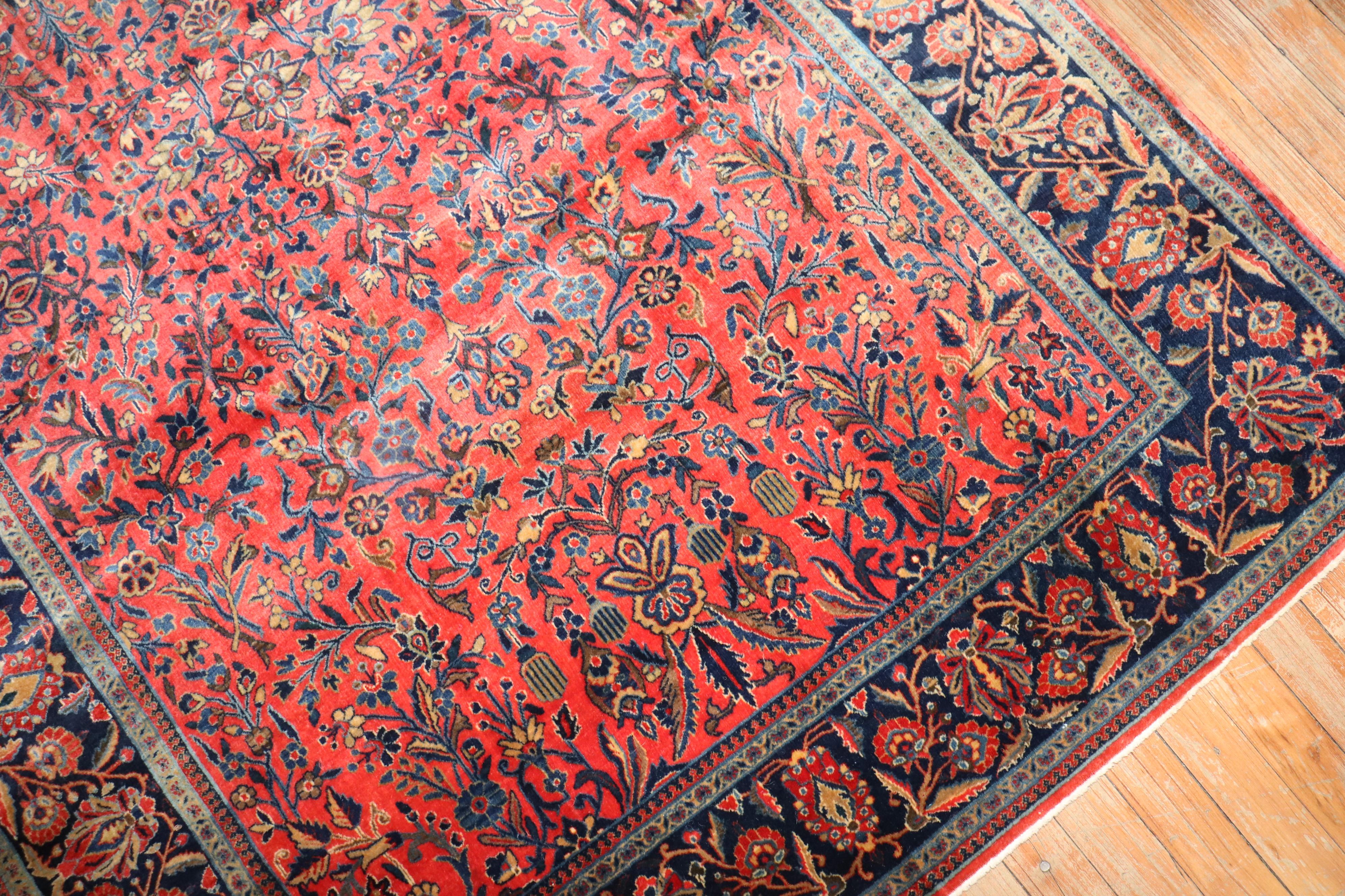 Tabriz Zabihi Collection Traditional Manchester Wool Antique Kashan Rug For Sale