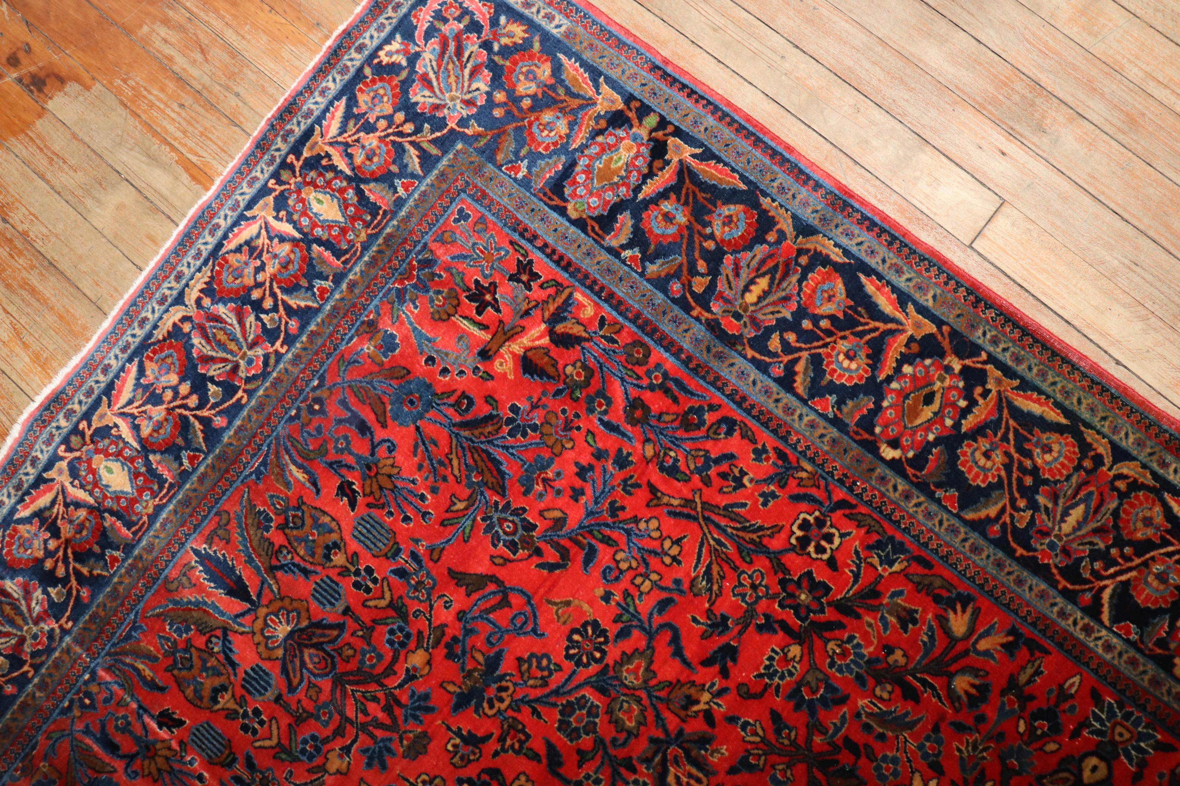 Hand-Woven Zabihi Collection Traditional Manchester Wool Antique Kashan Rug