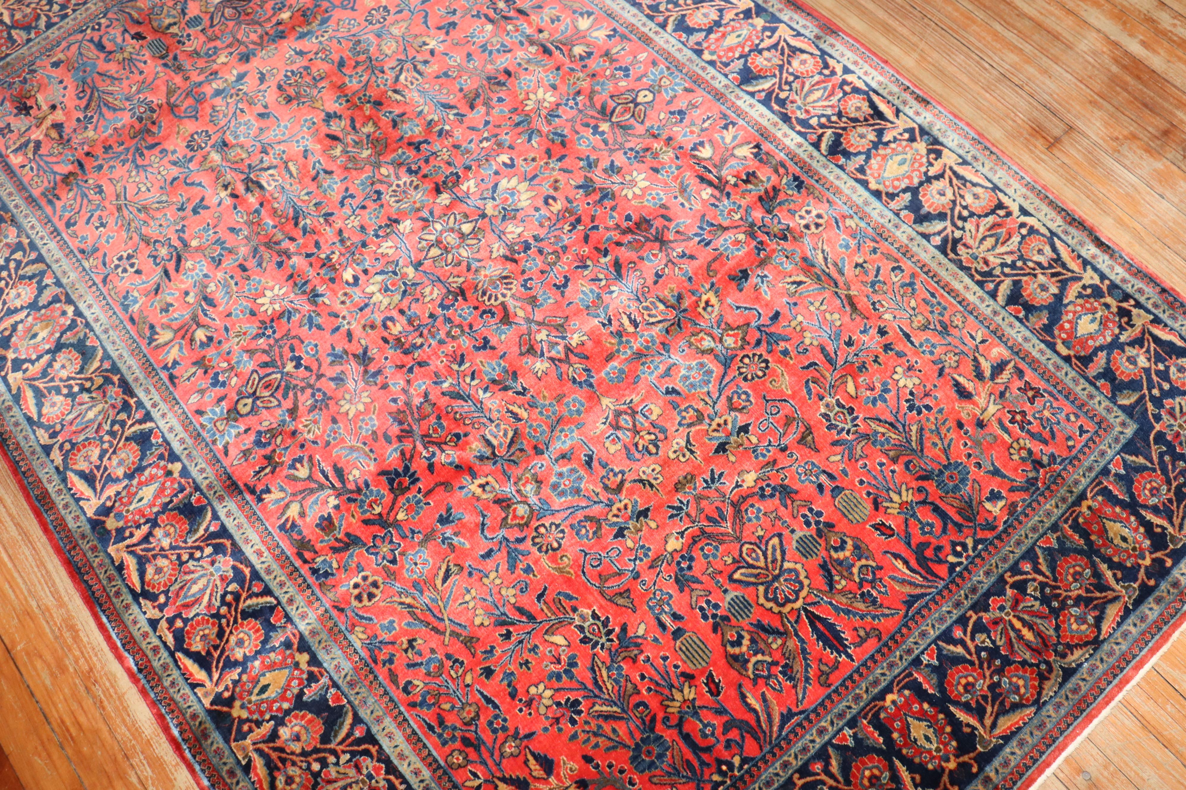 Zabihi Collection Traditional Manchester Wool Antique Kashan Rug For Sale 2