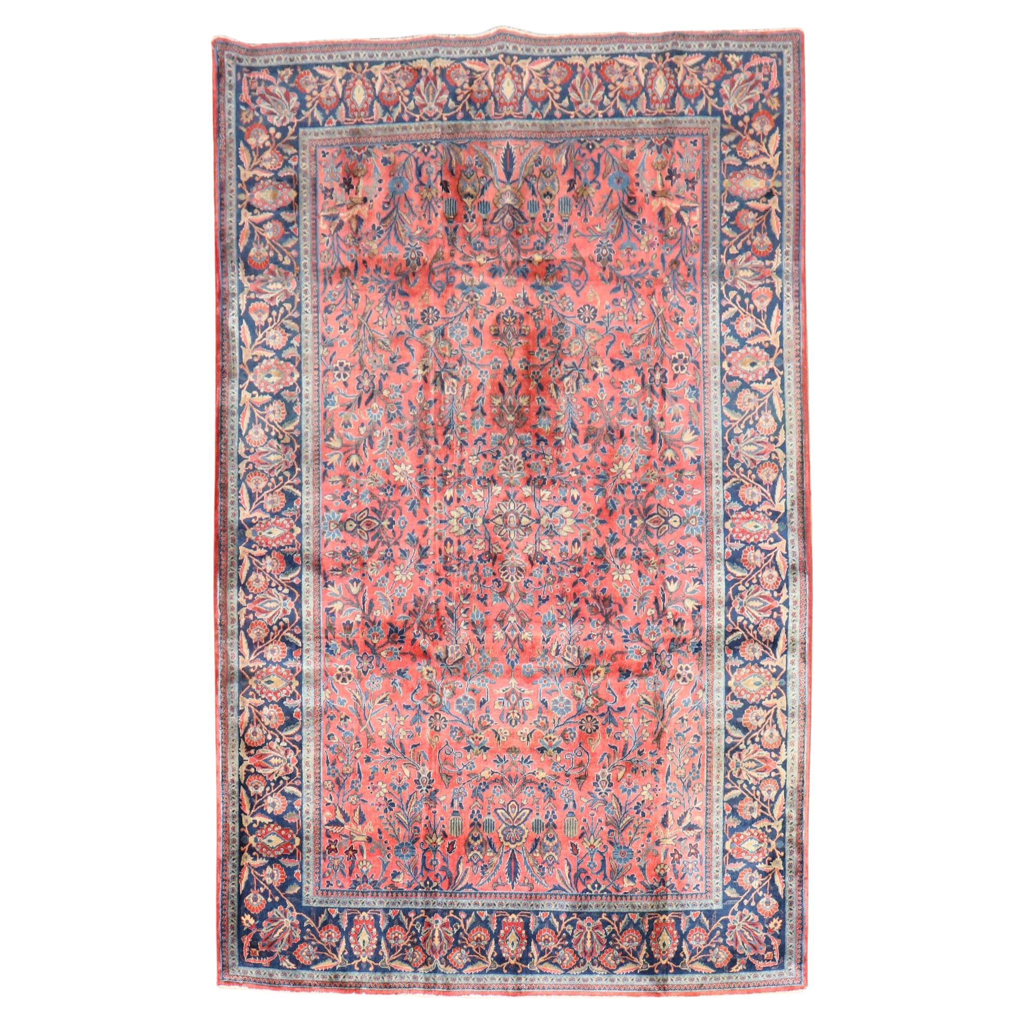 Zabihi Collection Traditional Manchester Wool Antique Kashan Rug For Sale
