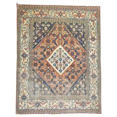 Zabihi Collection Traditional Orange Blue Color Medallion Room Size Rug