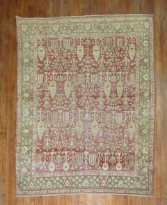 Zabihi Collection Tree Motif Antique Red Worn Rug