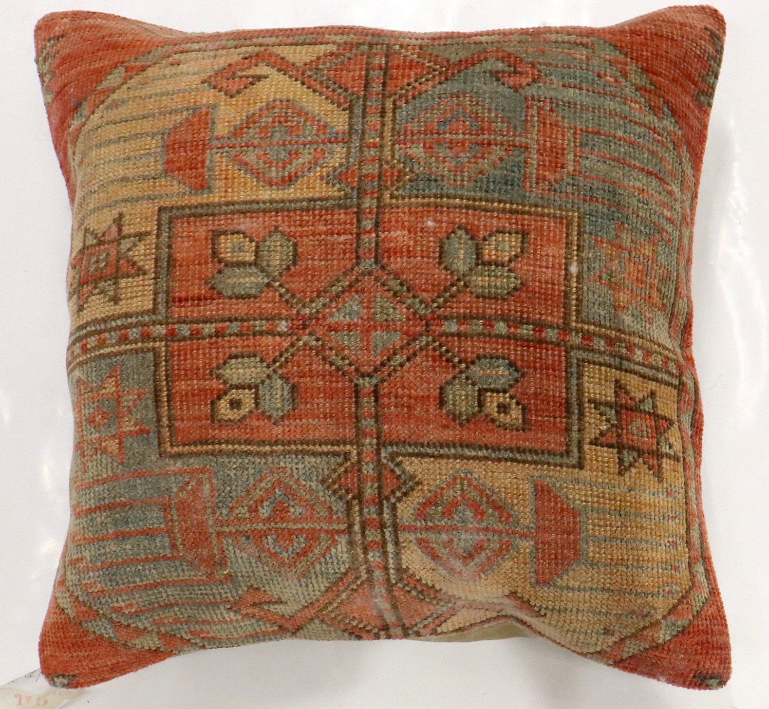 Pillow made from a 19th-century antique Ersari rug with cotton back and zipper closure.

Measures: 16'' x 16''.