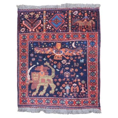Zabihi Kollektion Stammeskunst Antiker Shiraz Pictorial Kleiner Bagface Teppich