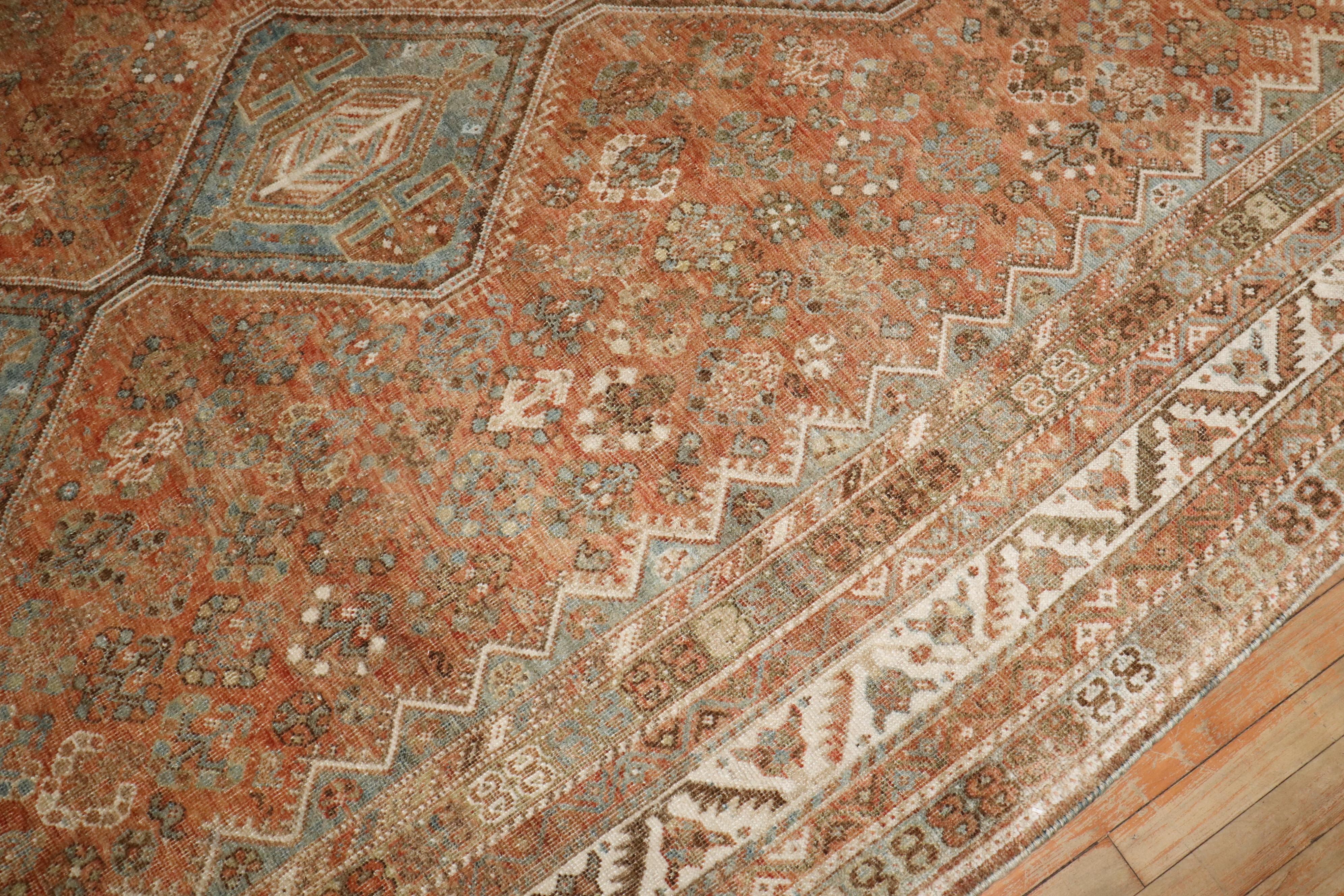 Zabihi Collection Tribal Antique Shiraz Room Size Rug For Sale 3