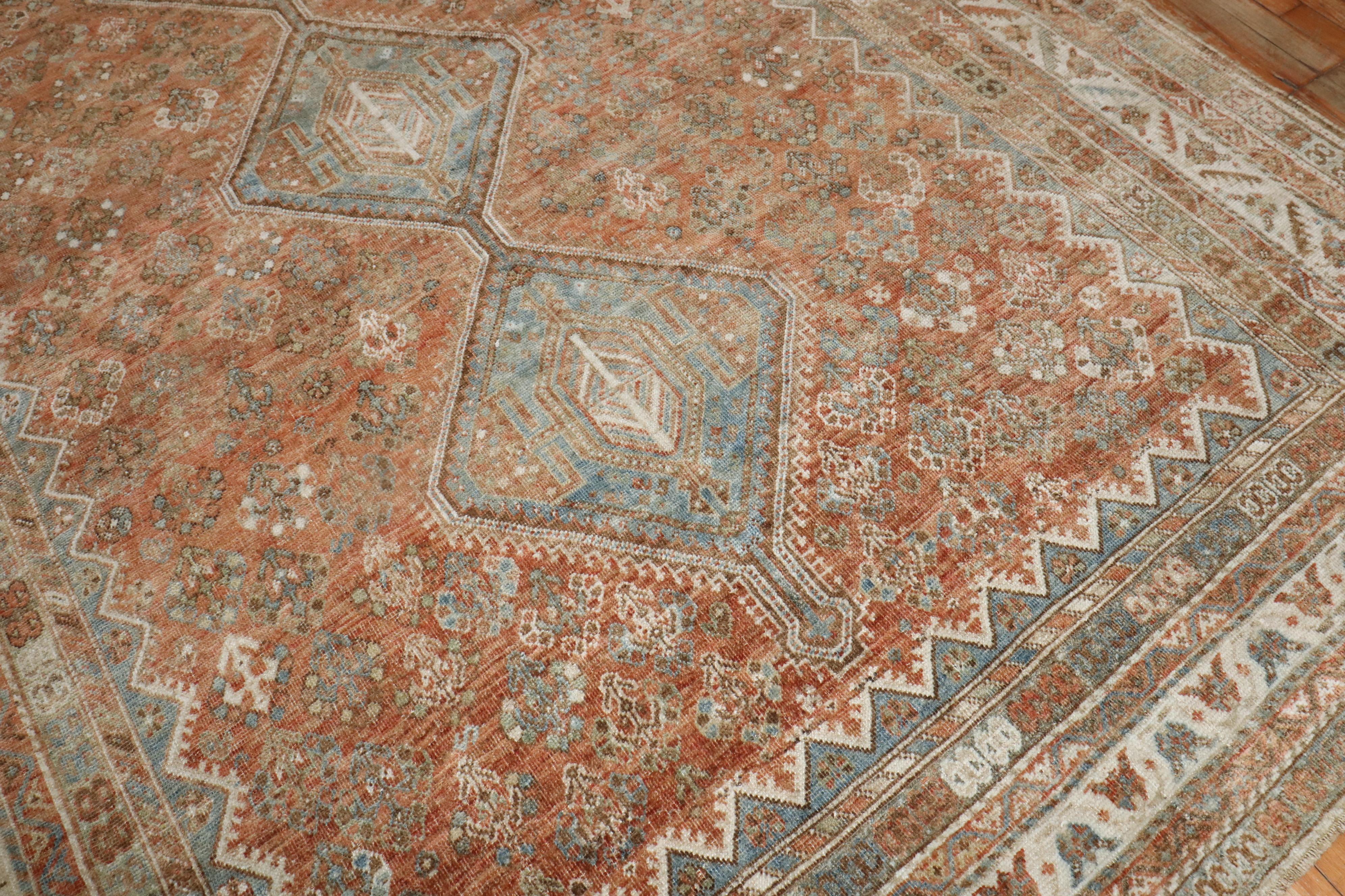 Zabihi Collection Tribal Antique Shiraz Room Size Rug For Sale 5