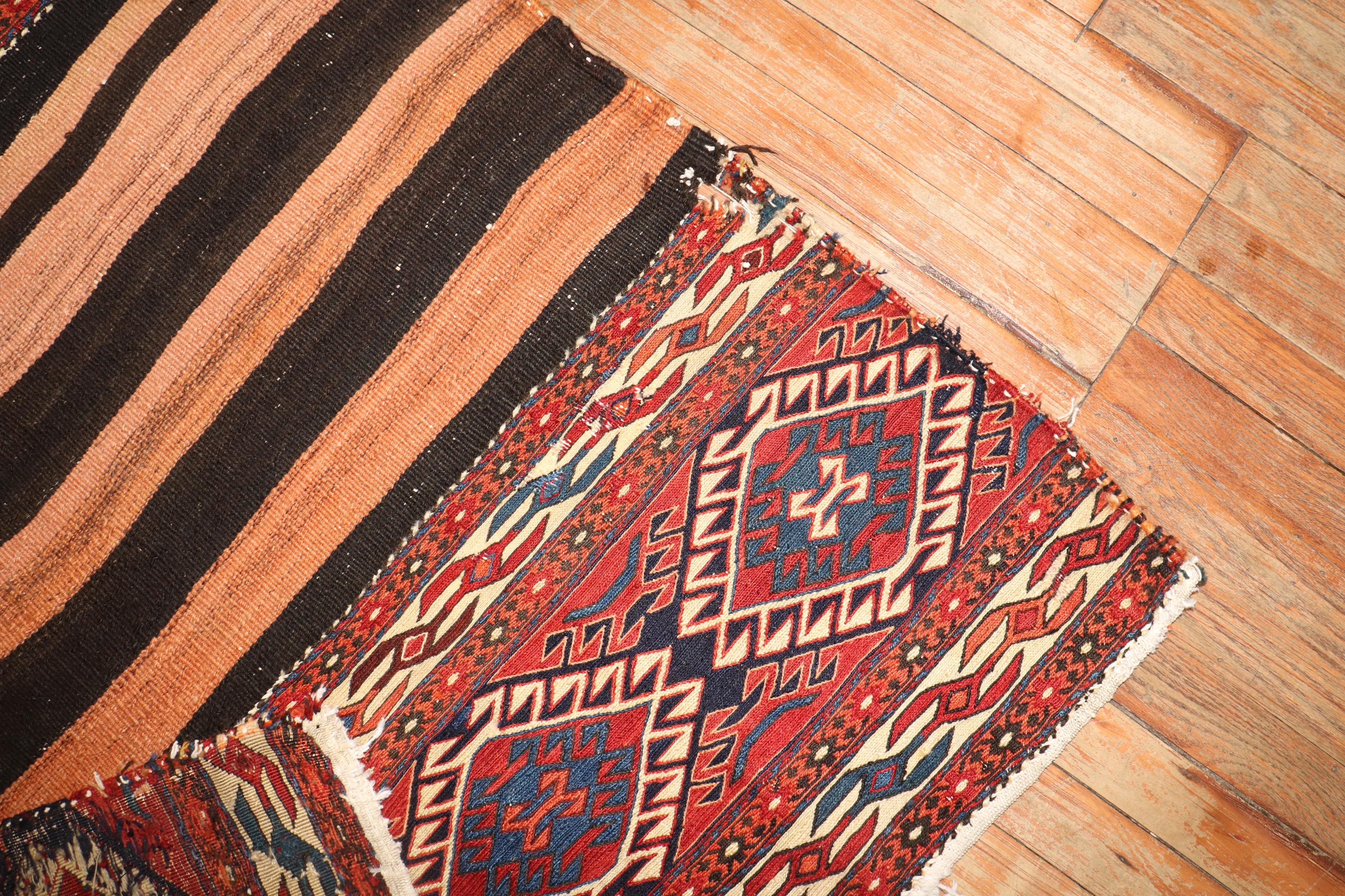 Zabihi Collection Tribal Antique Soumac Flatweave Rug For Sale 2