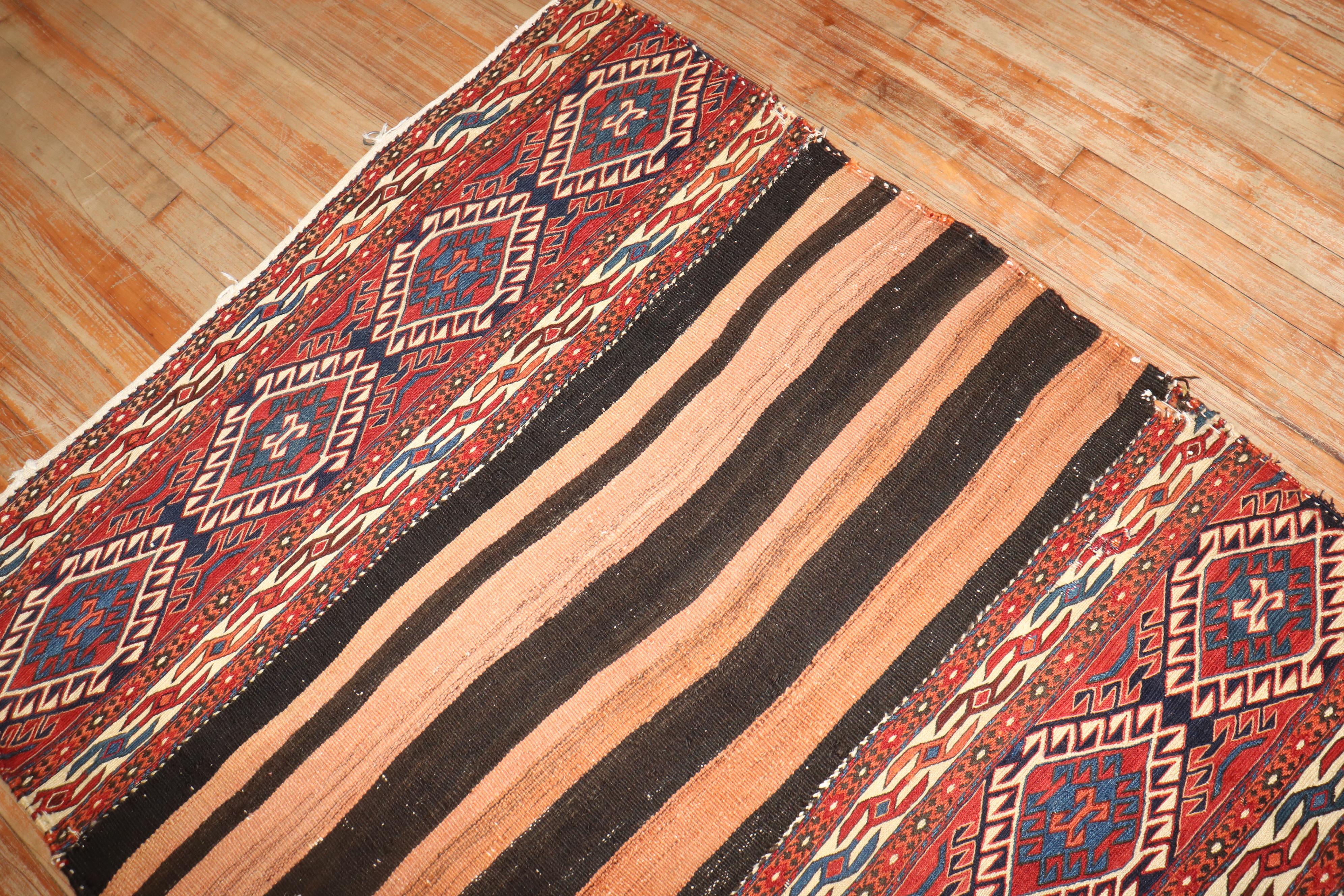 Zabihi Collection Tribal Antique Soumac Flatweave Rug For Sale 3
