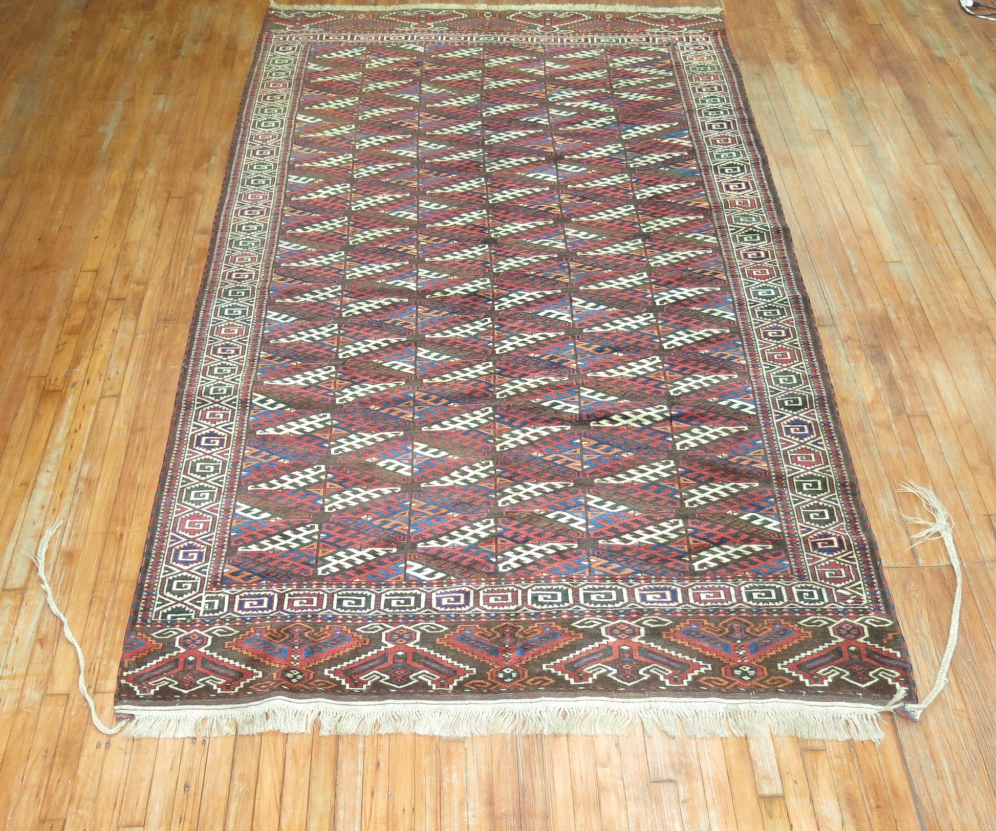 Colección Zabihi Alfombra Turcomana Tribal Antigua Tejido a mano en venta