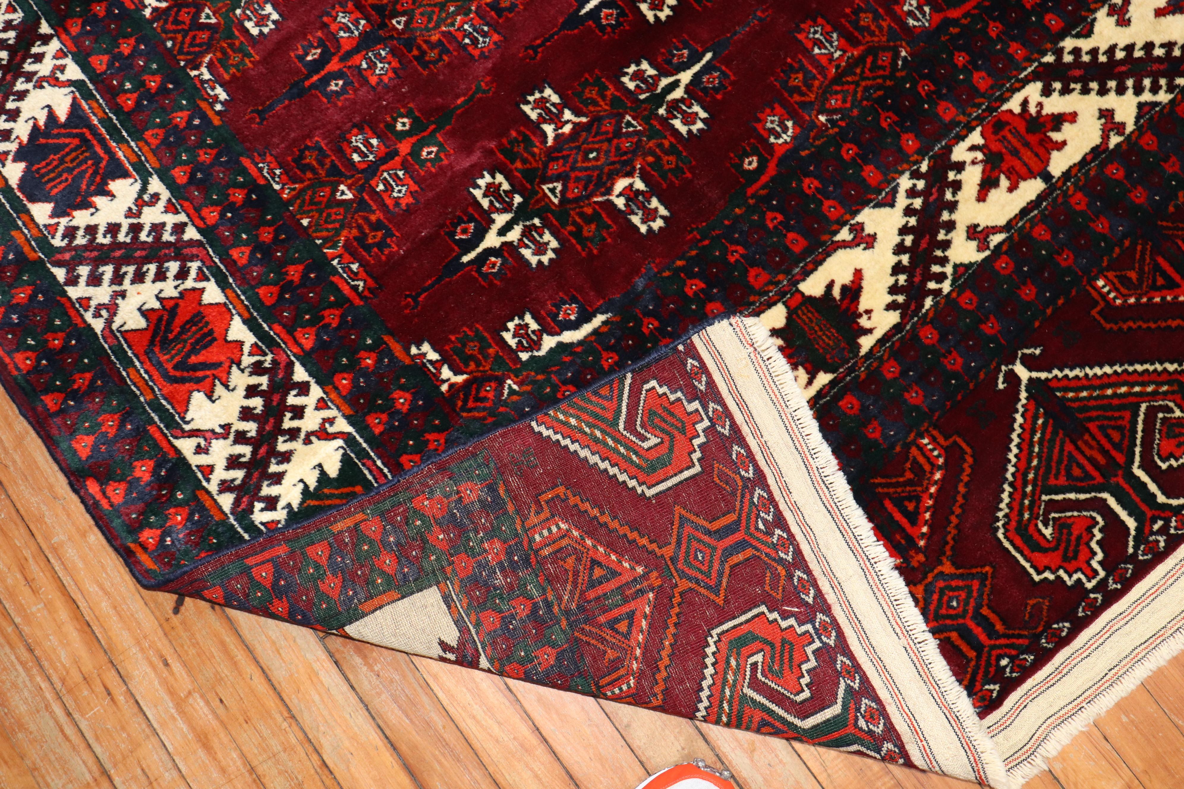 Wool Zabihi Collection Tribal Antique Turkeman Tekke Rug For Sale