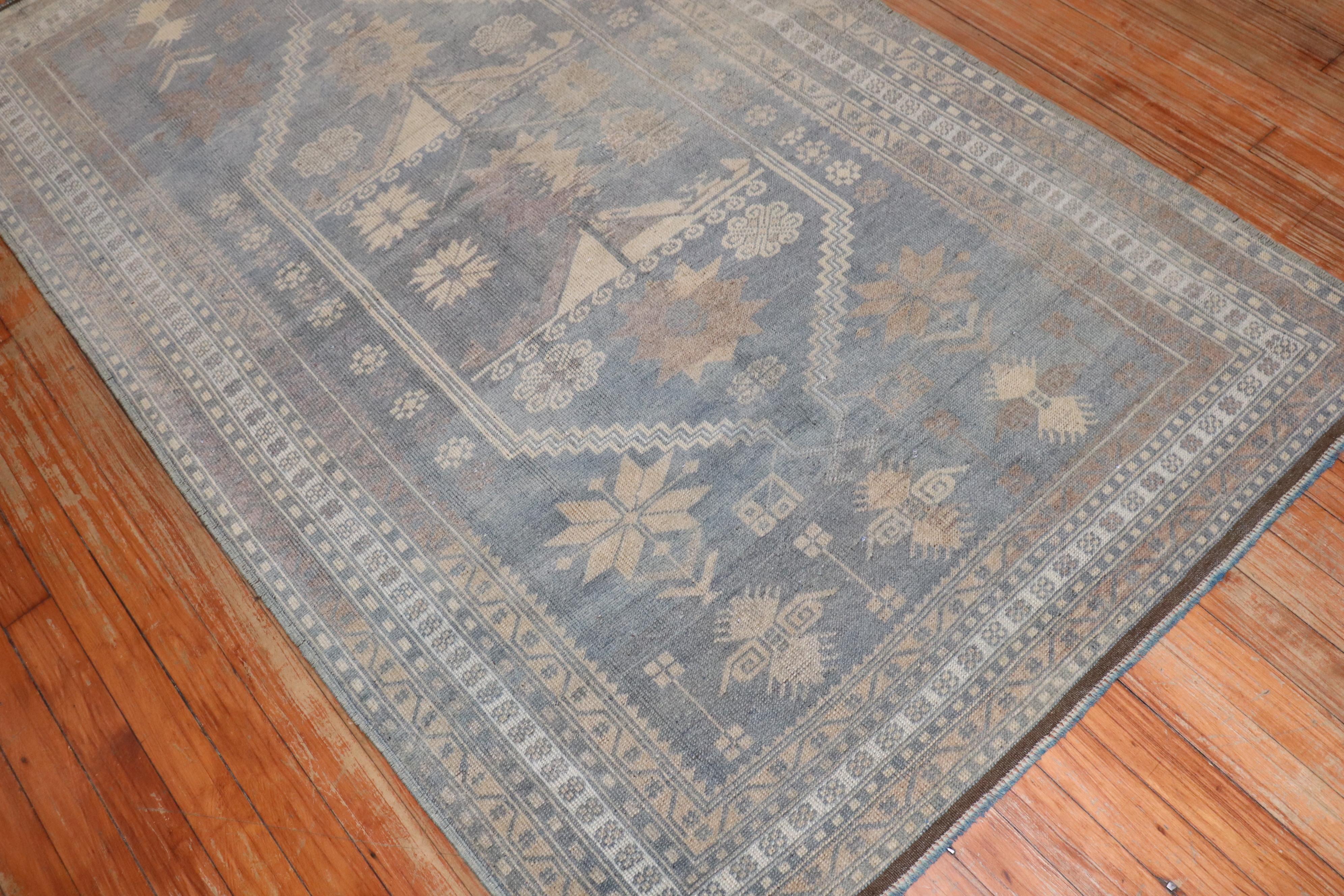 Zabihi Kollektion Stammesblauer türkischer Vintage-Teppich (20. Jahrhundert) im Angebot