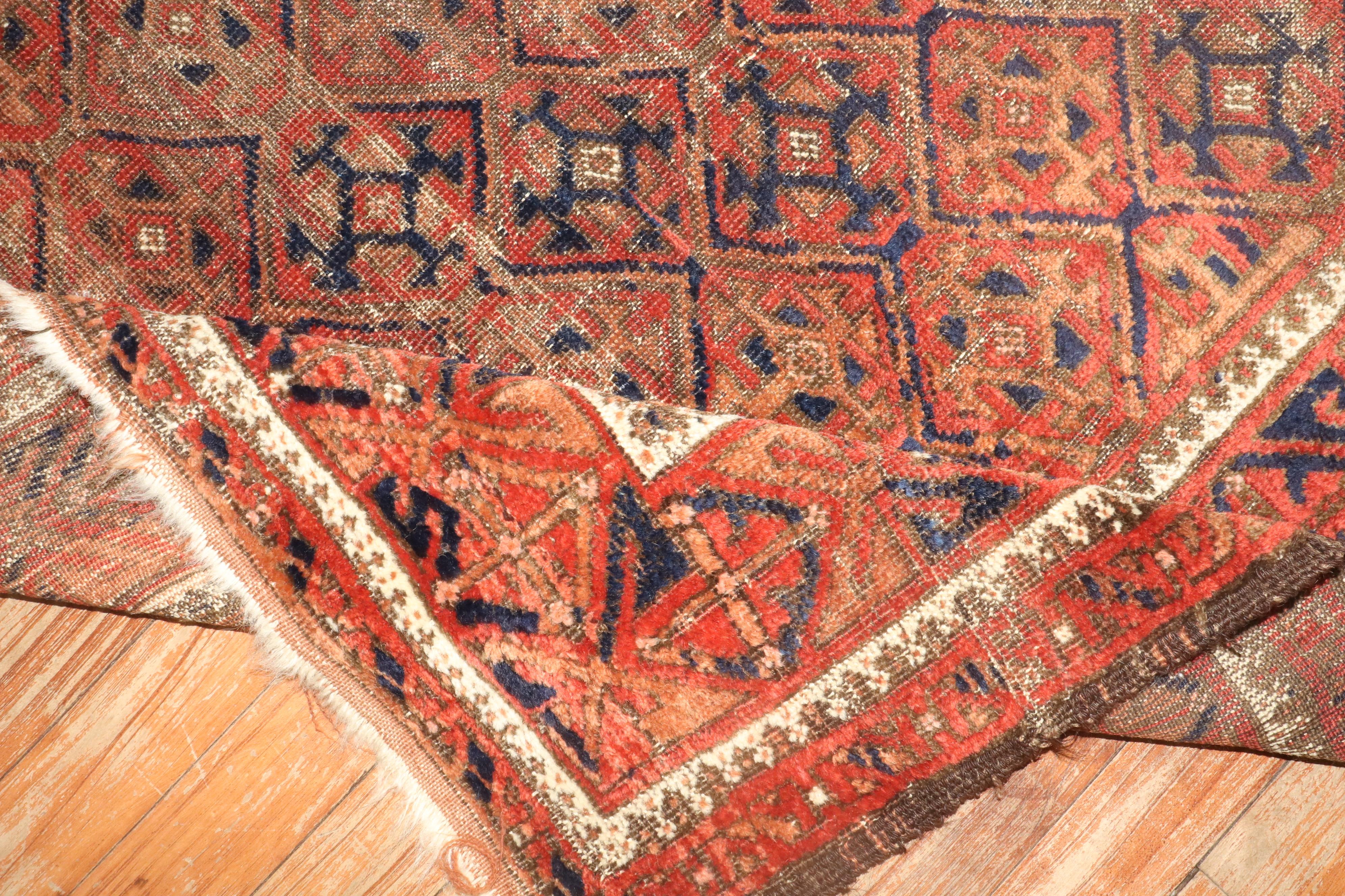 Afghano Zabihi Collection Tappeto Tribale Marrone Arancione Distressed Persiano Balouch in vendita