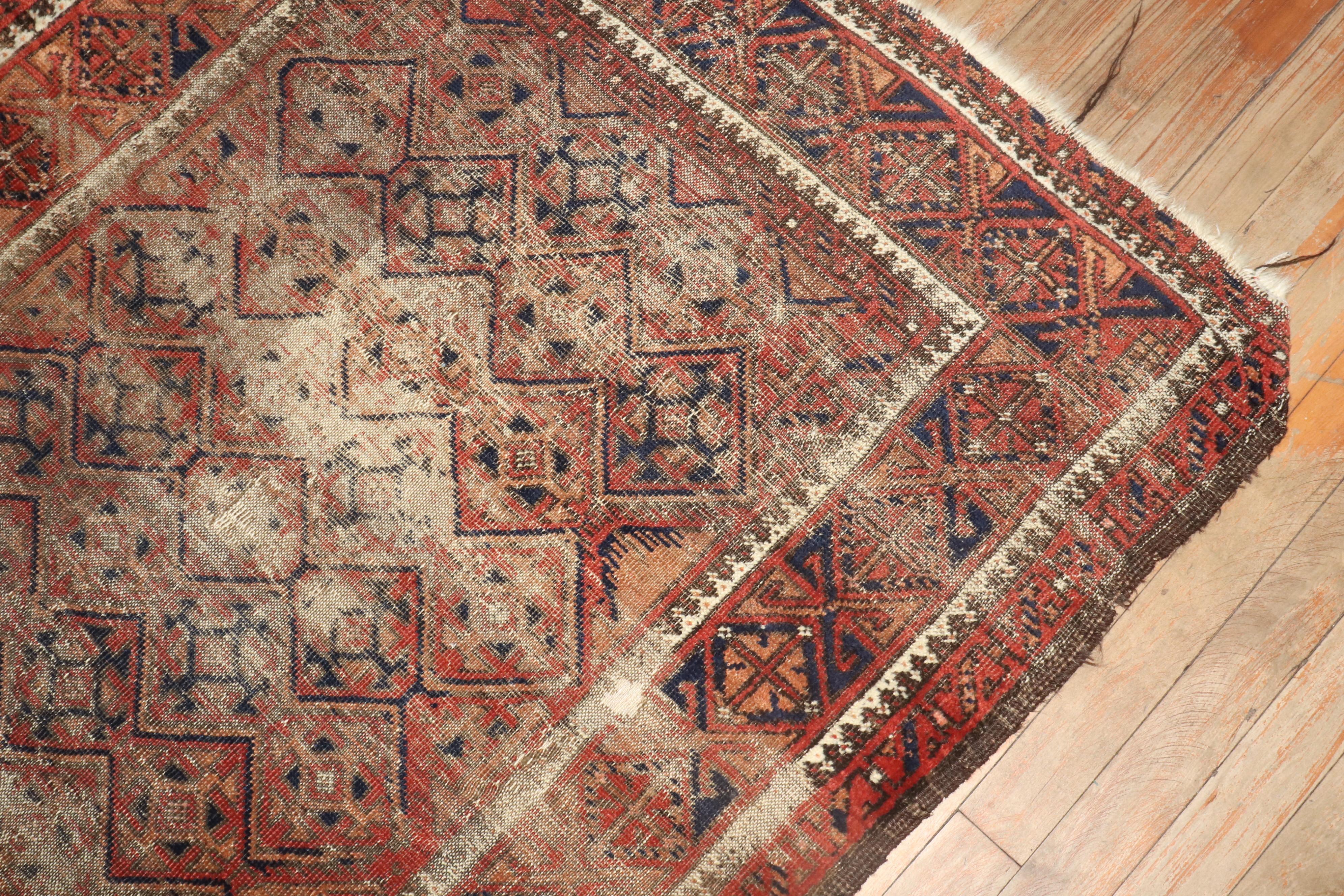 Zabihi Collection Tappeto Tribale Marrone Arancione Distressed Persiano Balouch in vendita 1