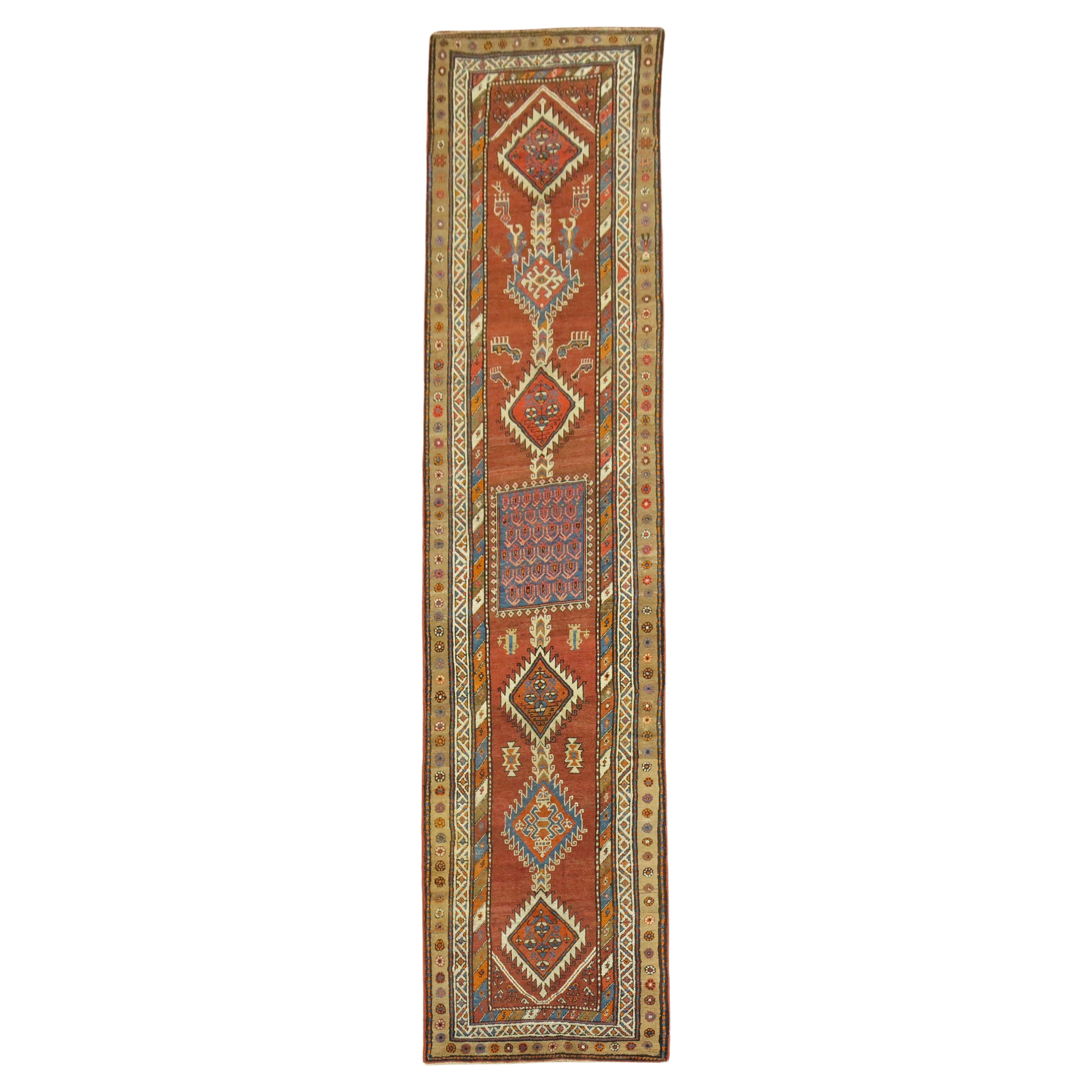 Zabihi Collection Tribal Geometric Antique Persian Runner