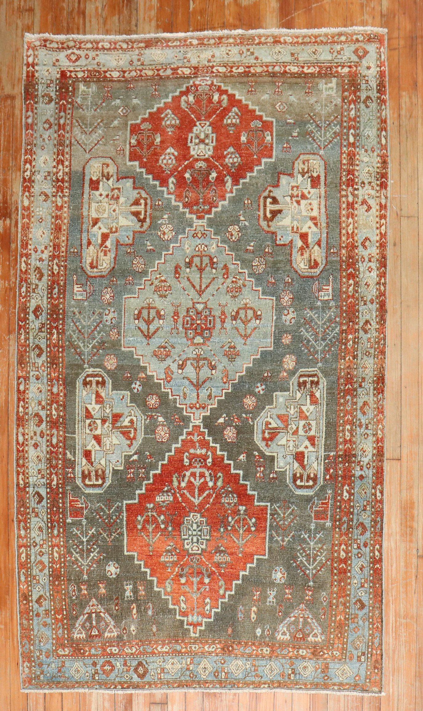 Zabihi Collection Tribal Malayer Accent Rug In Good Condition For Sale In New York, NY
