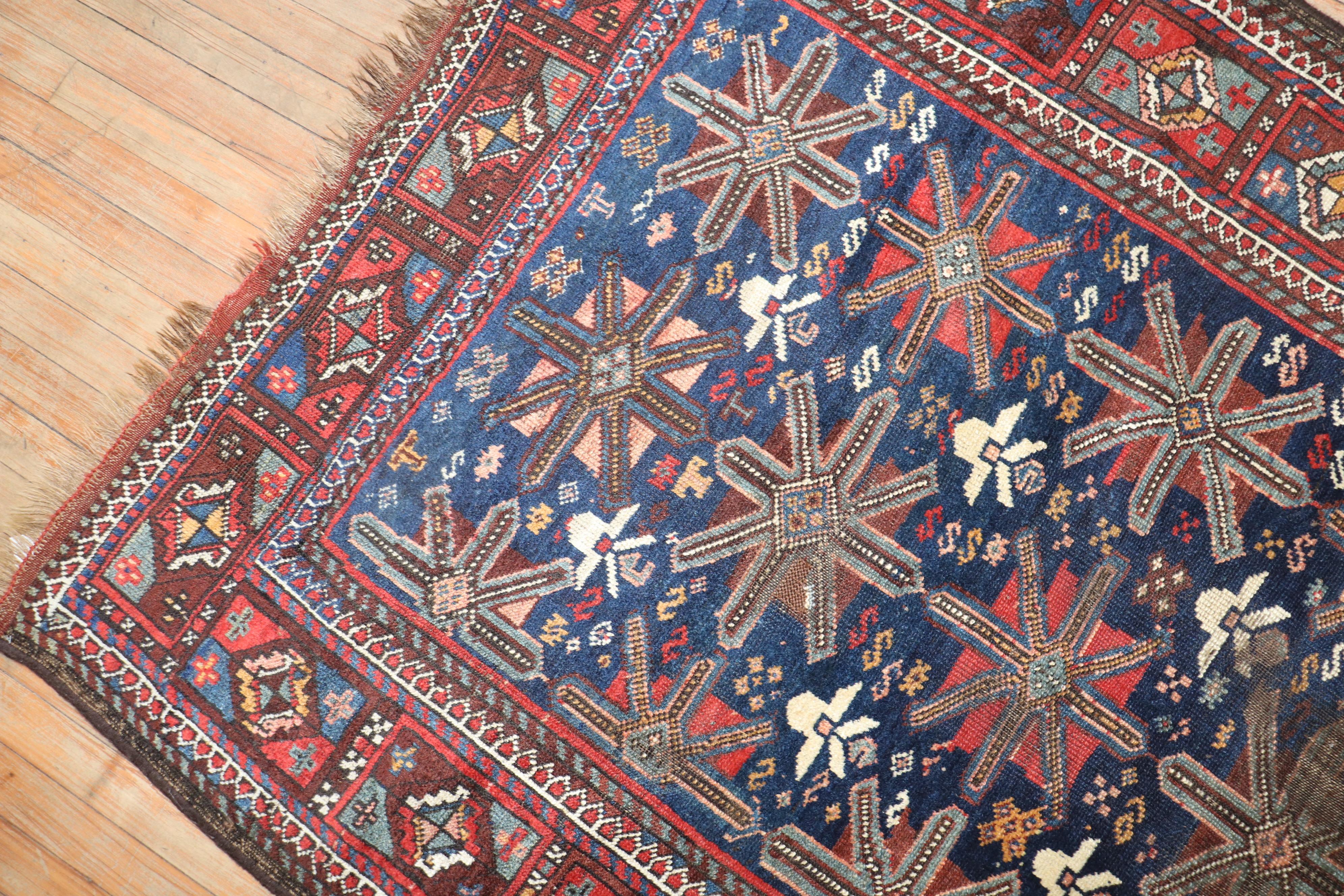 Wool Zabihi Collection Tribal Persian Kurd Rug For Sale