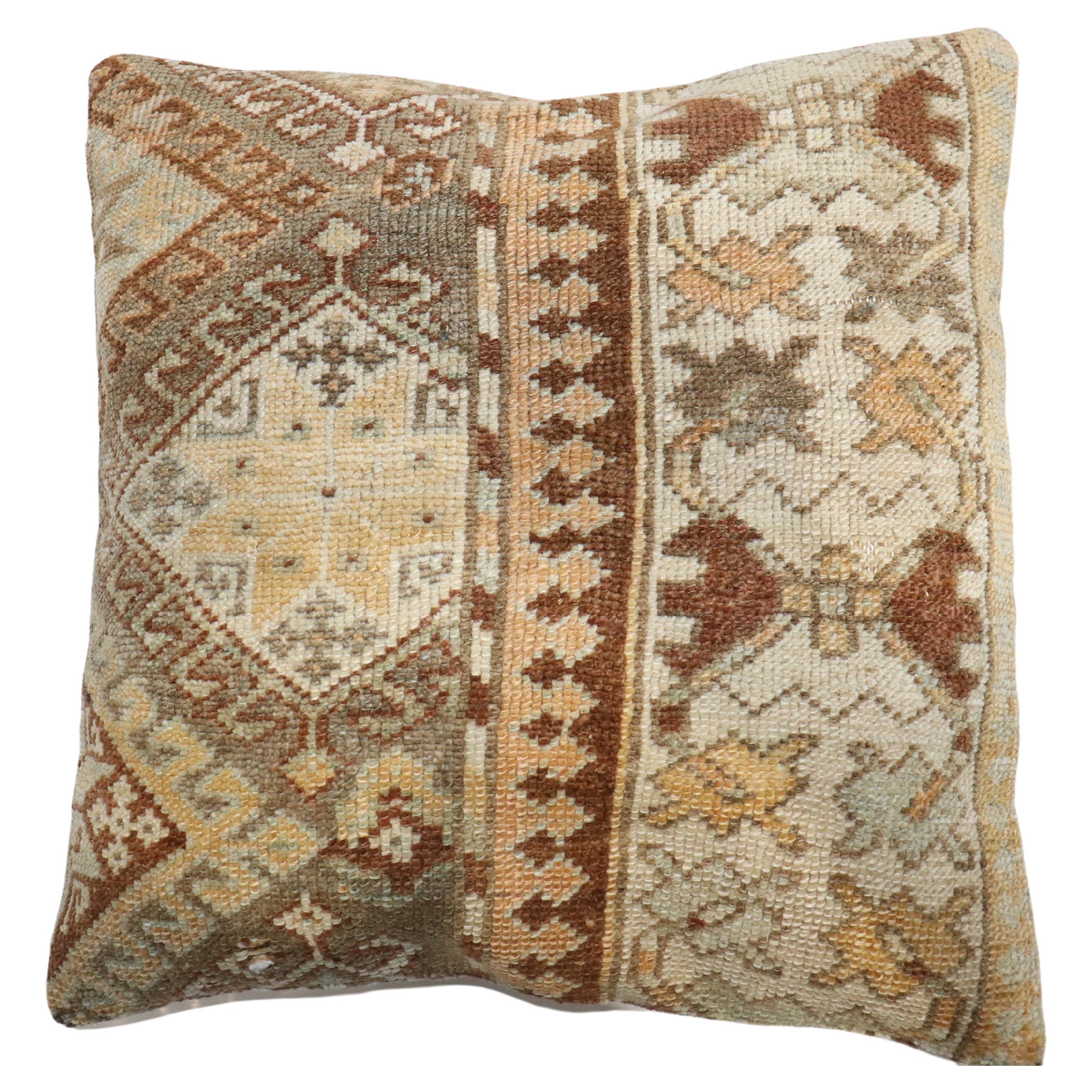 Pillow made from an early 20th-century Antique Persian Kurd Rug . Zipper closure and poly-fill provided.

Measures: 20'' x 20''